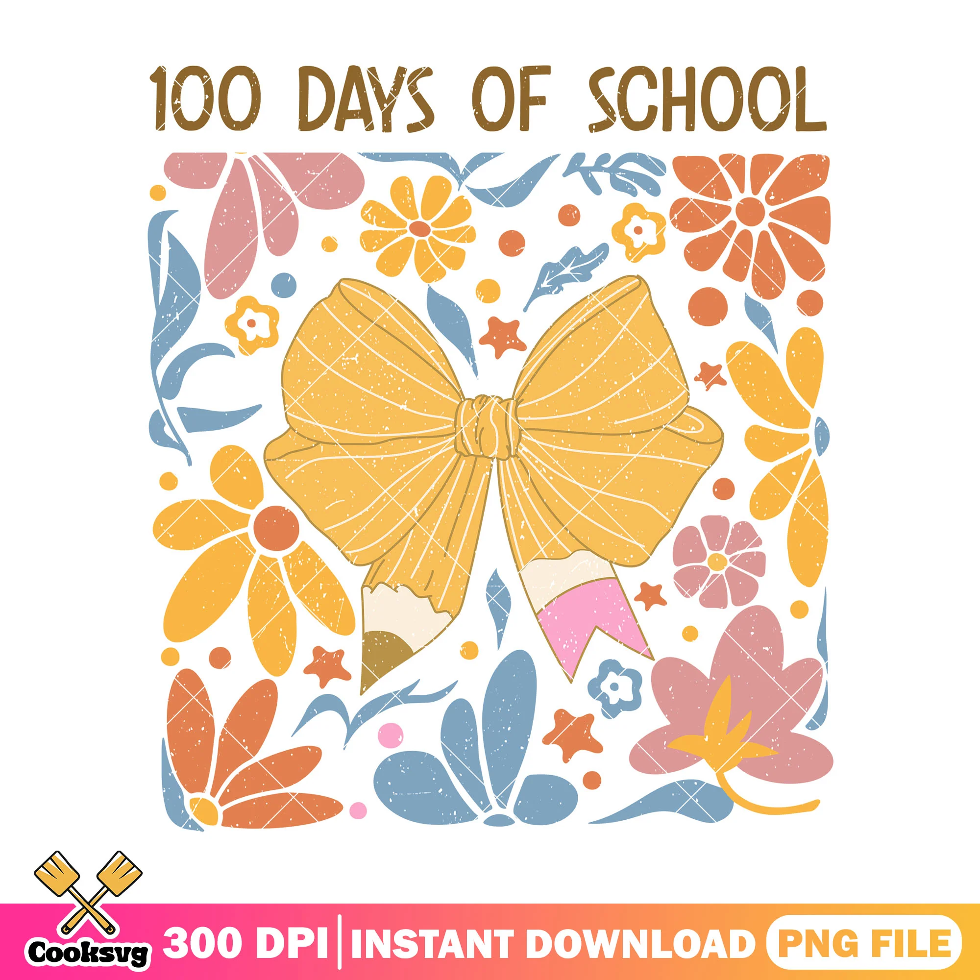 100 days of school png, going back to school png, bow yellow png