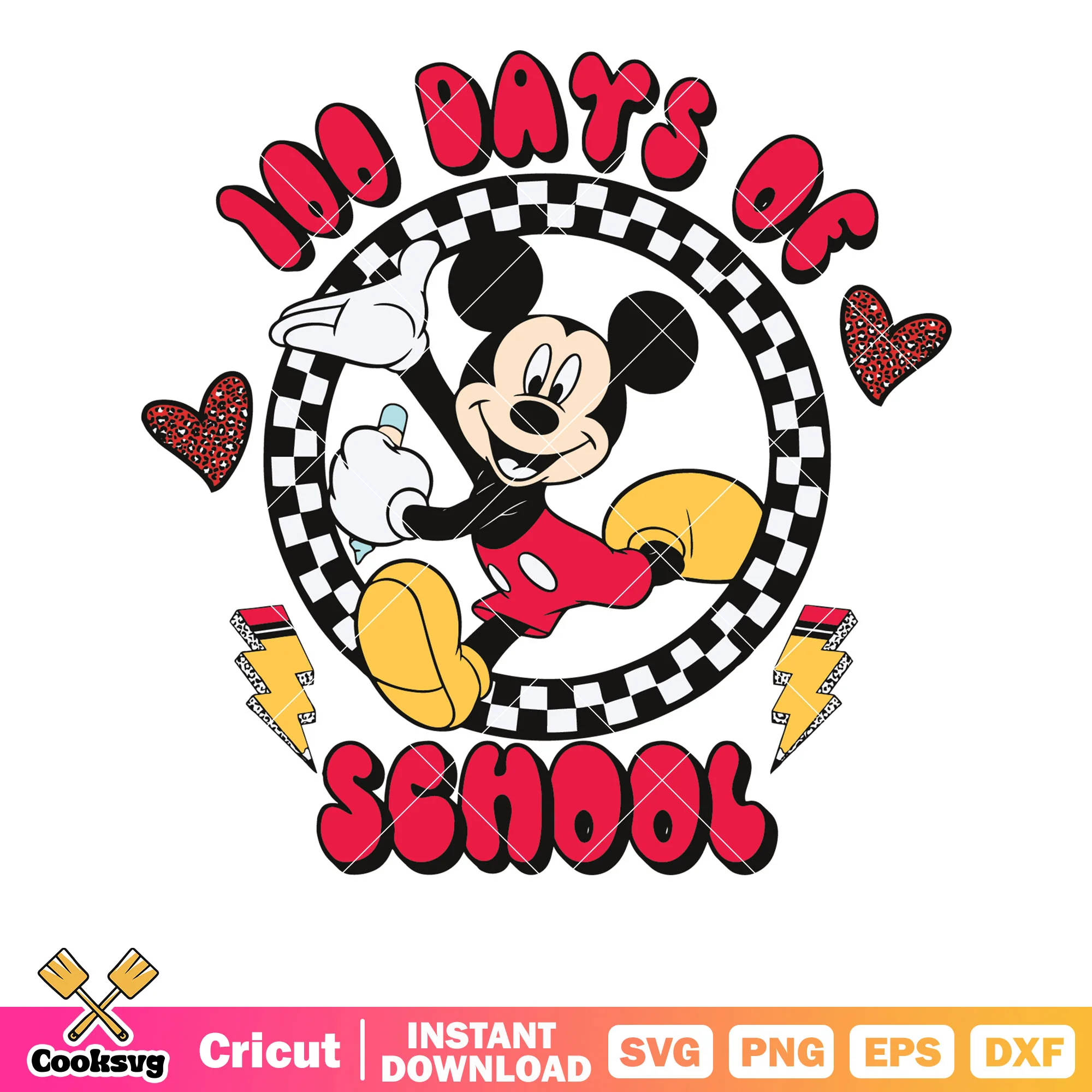 100 days of school with mickey svg, 100 days of school svg