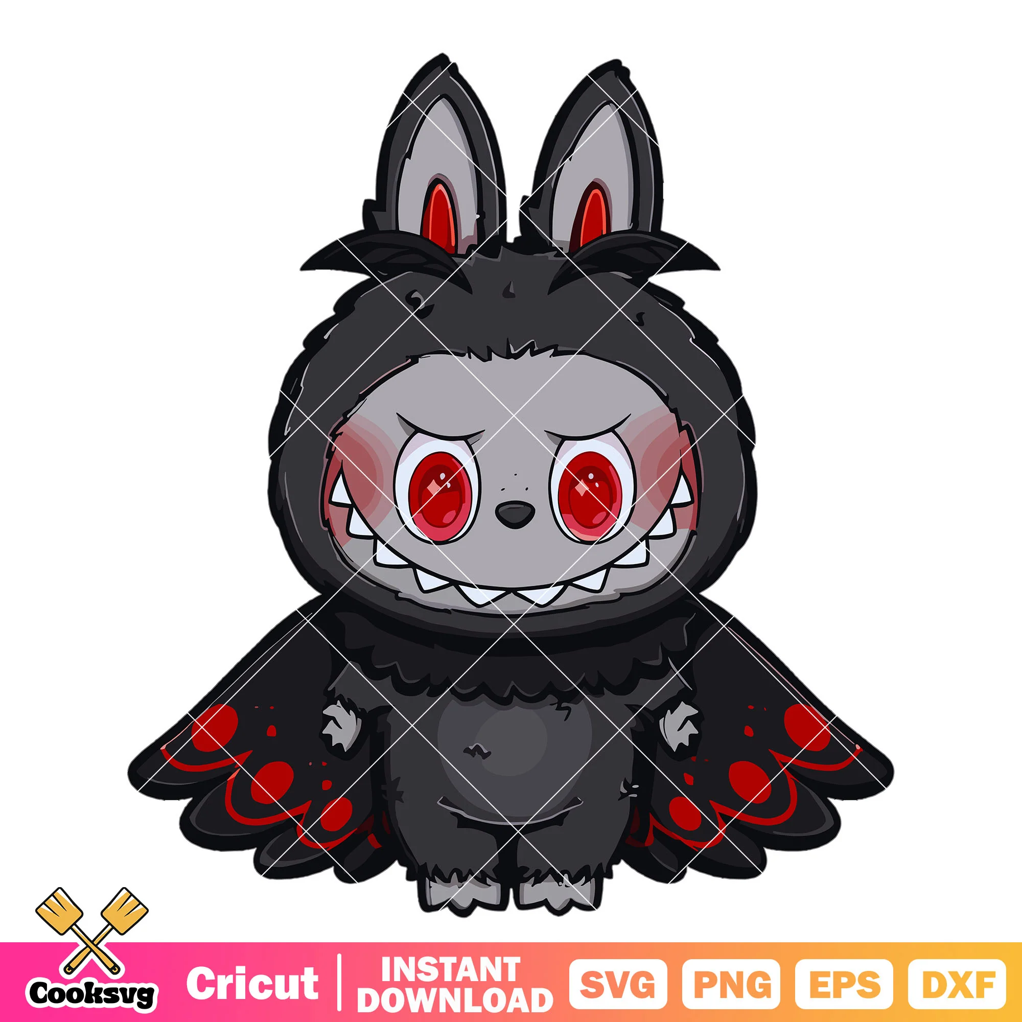 3Labubu dark butterfly svg, cosutme labubu svg, labubu halloween svg