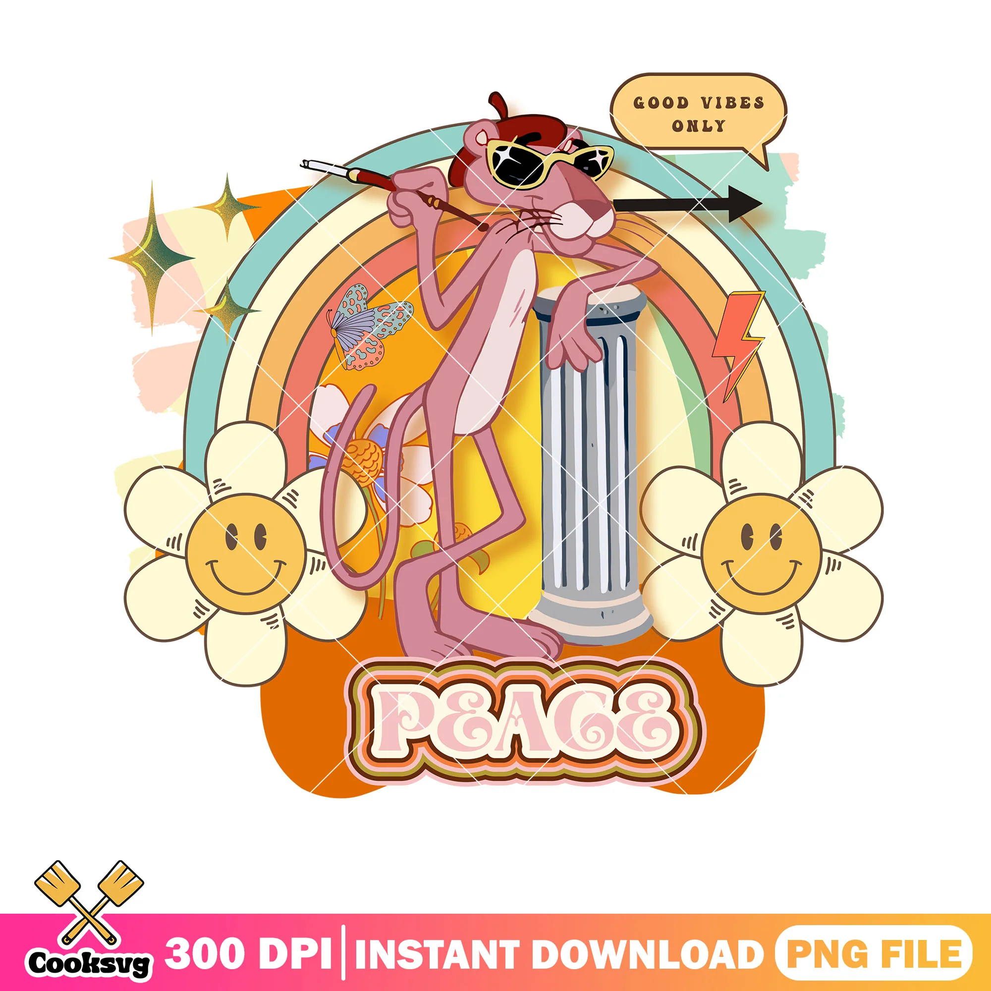 90s vibe cartoon png , Pink panther peace png, pink panther collection png