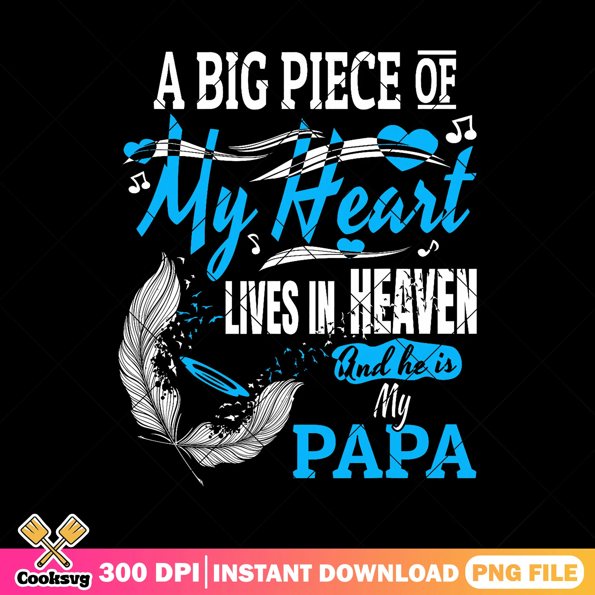 A big piece of my heart lives in heaven png, angle wings png, fathers day png