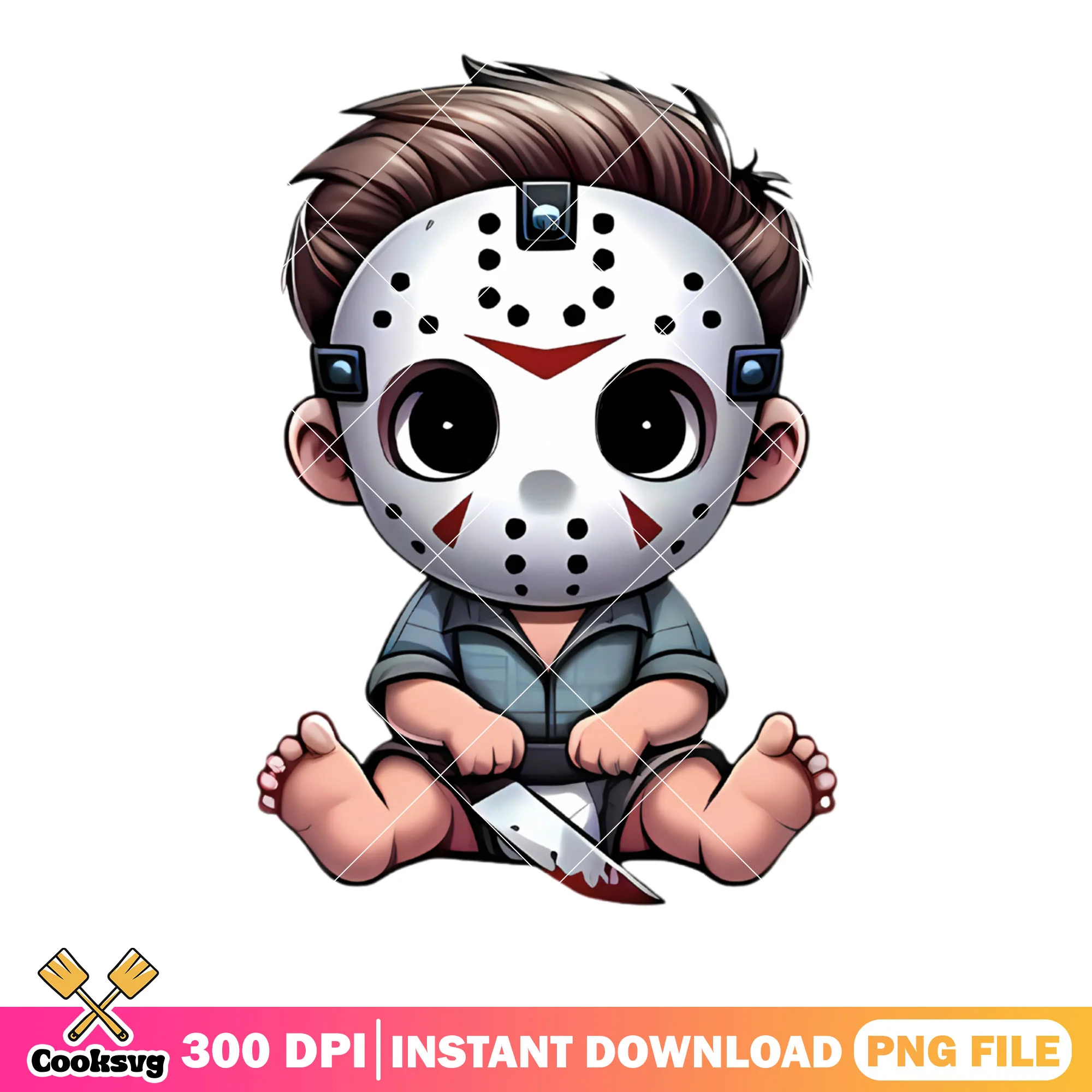 Adorable chibi character png, cute halloween png, jason voorheez png