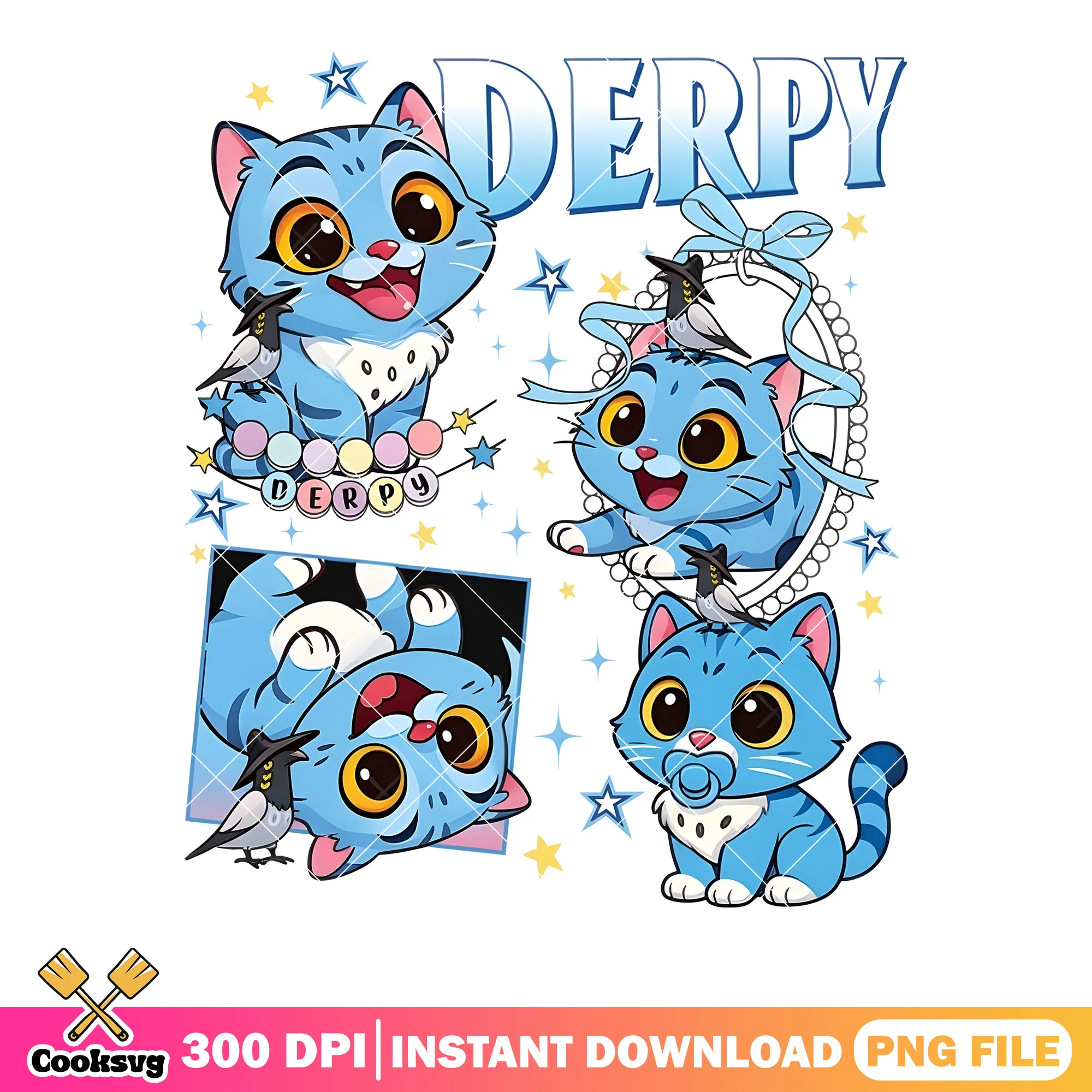 Adorable derpy cat png, derpy kpop png, ribbon bow tie png