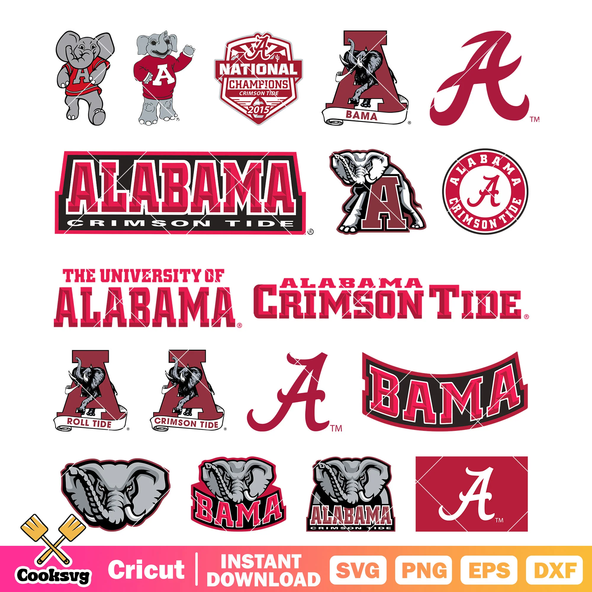 Alabama Crimson Tide logo bundle design svg, ncaa logos svg