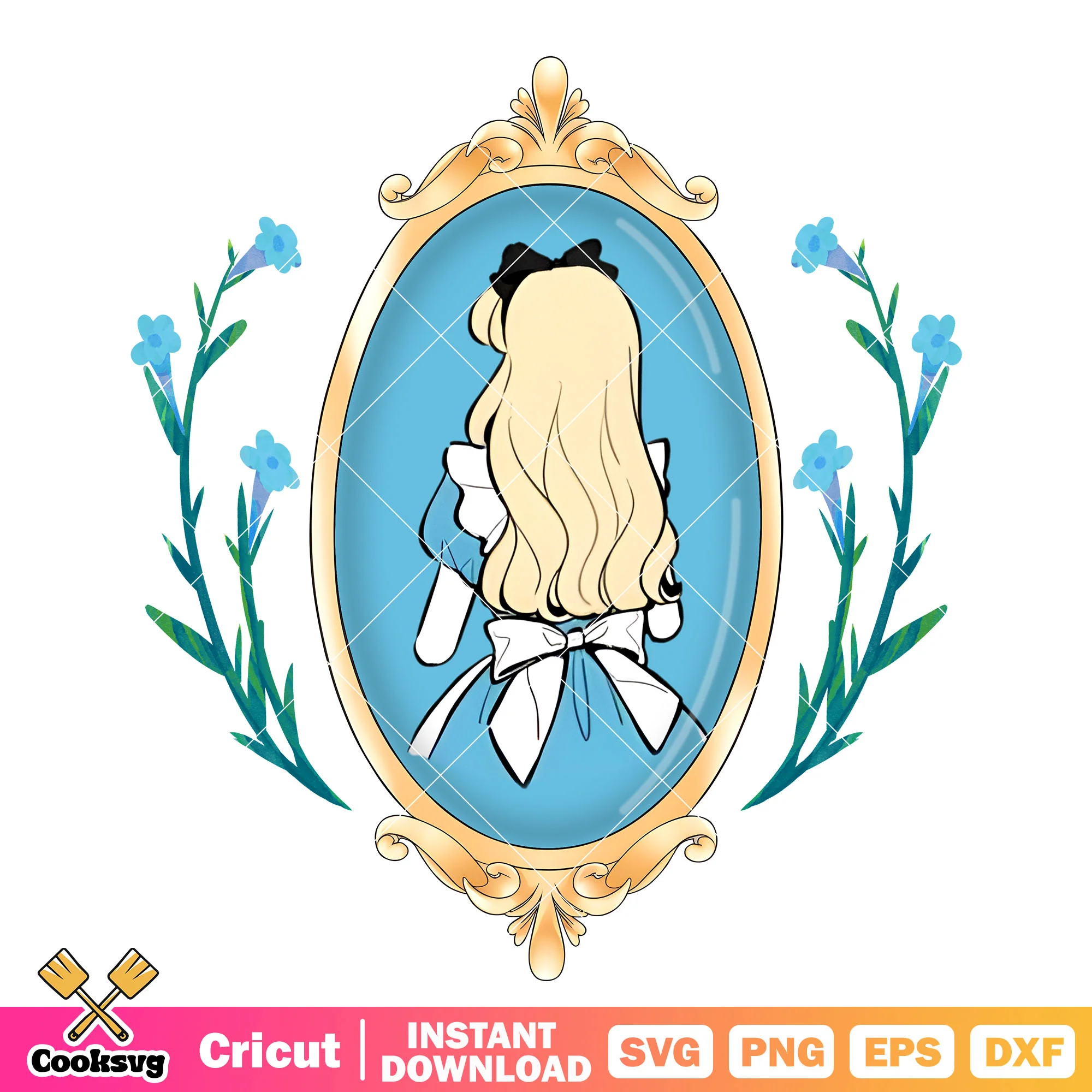 Alice princess back disney mirror png, alice in wonderland png