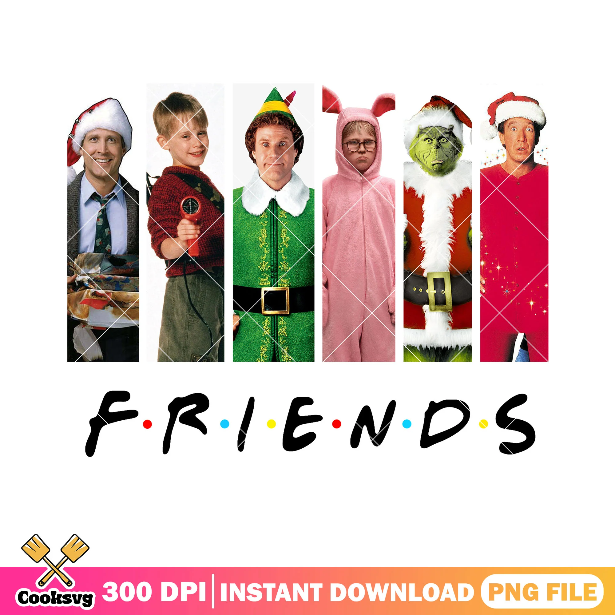 All christmas movie characters png, the girnch png, buddy the elf png