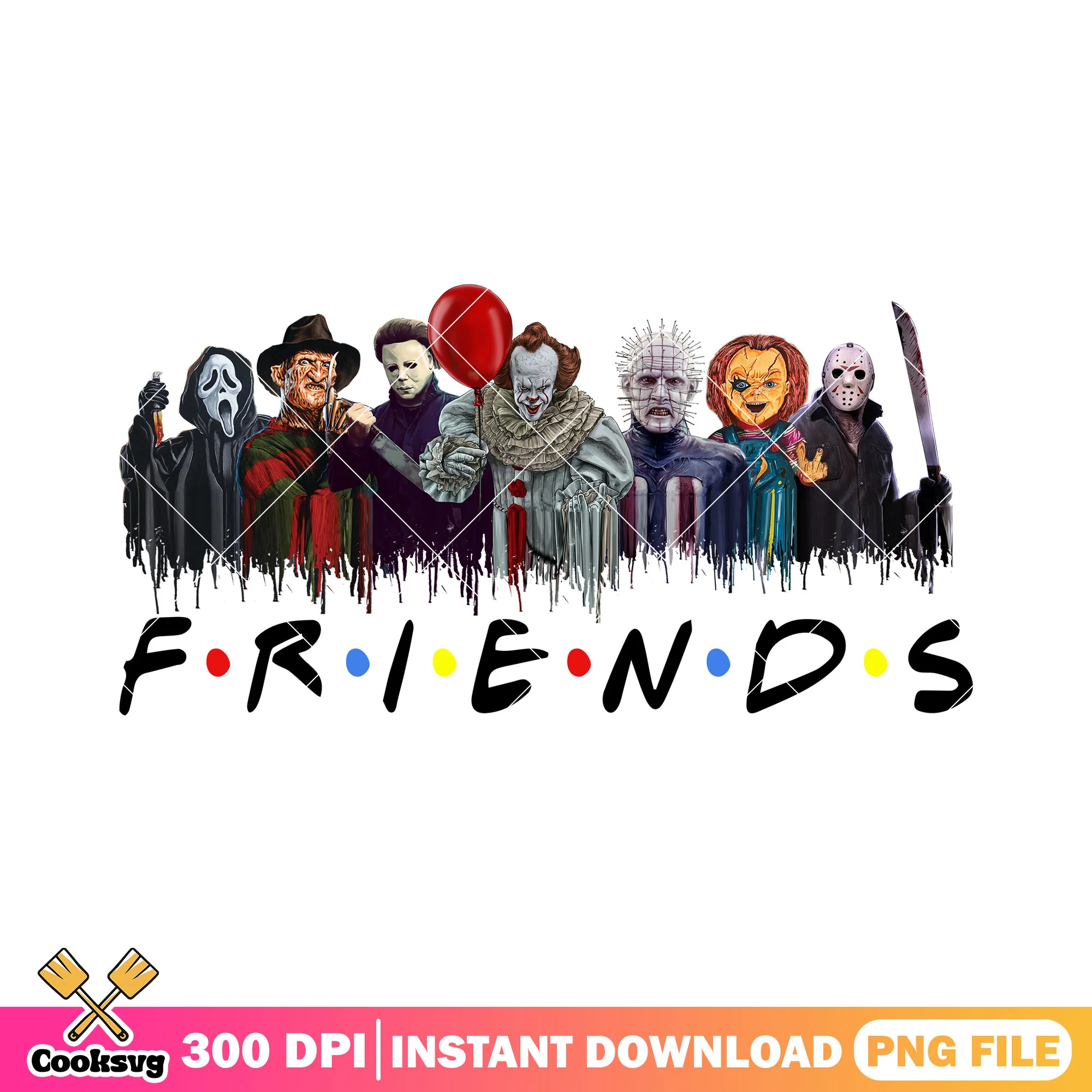 All horror characters friends design png, halloween movie characters png