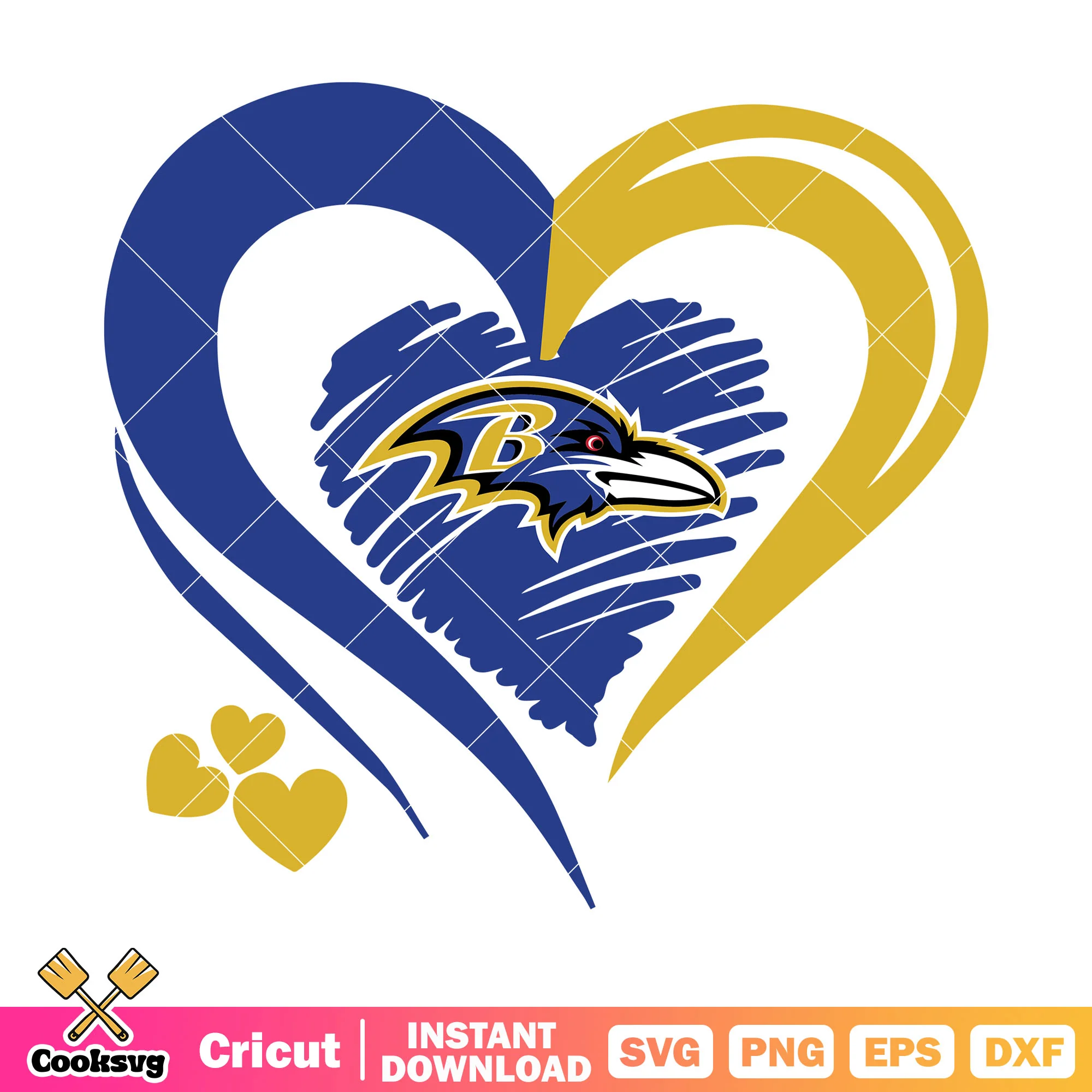 All love for ravens svg. heart shape svg, baltimore ravens svg