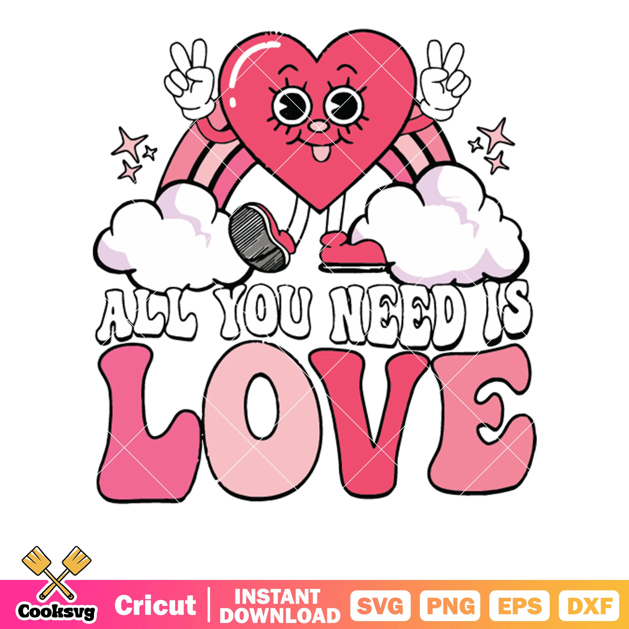 All you need is pink big love svg, valentine love svg, heart valentine svg