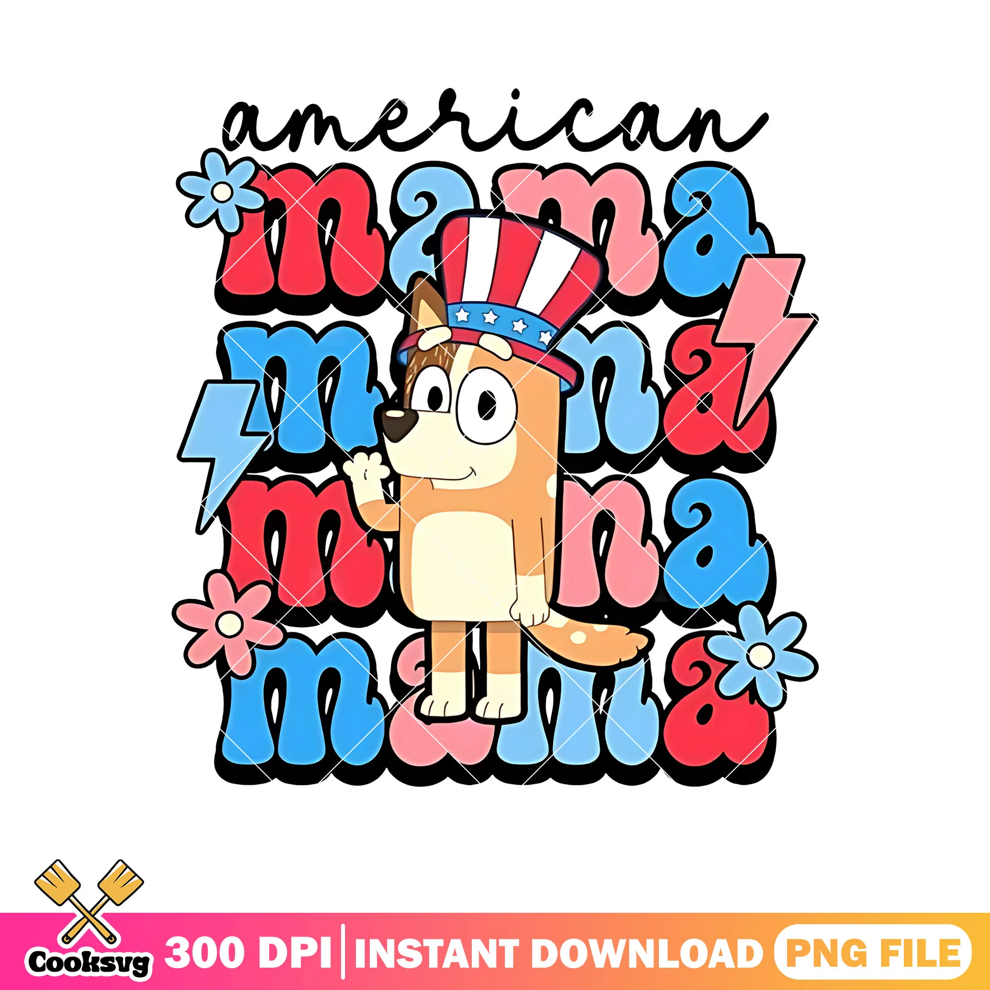 American bluey chiili mama png, bluey font png, bluey ornament png