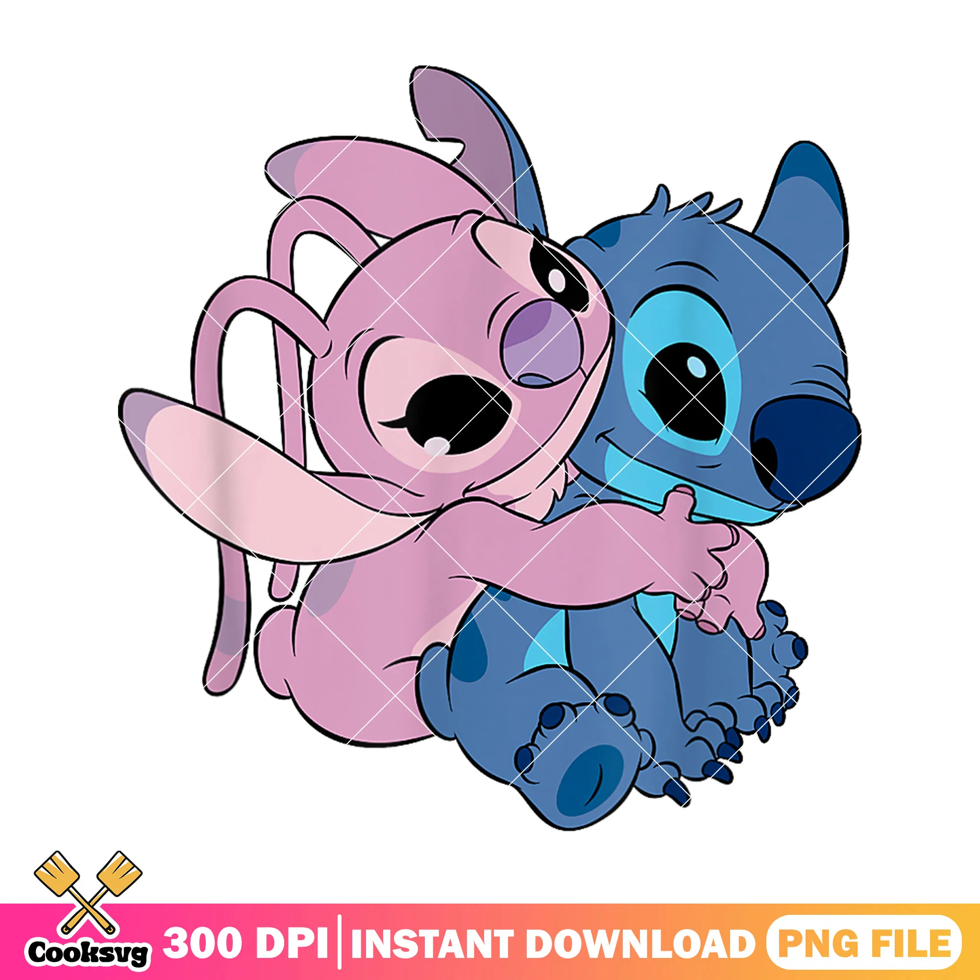 Angel and stitch hug png, stitch love angel png, stitch angel png