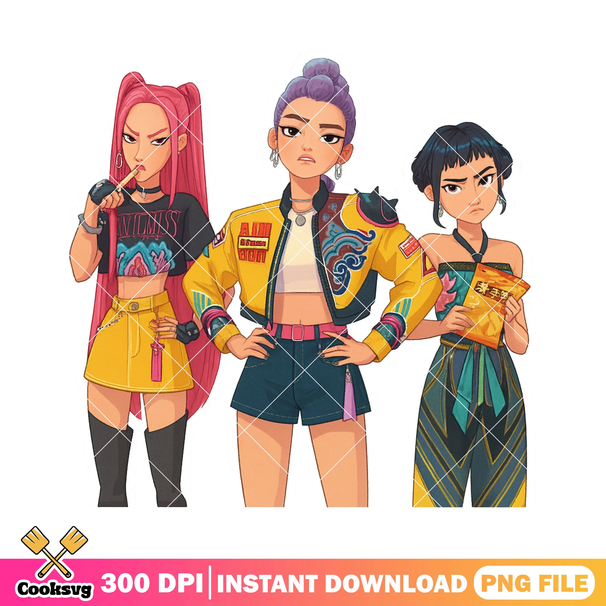 Anger huntrix girl png, huntrix band png, kpop huntrix png
