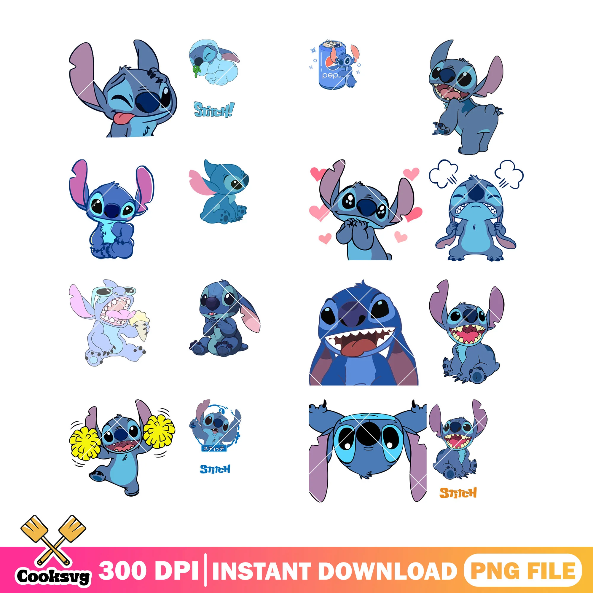 Angry stitch disney png bundle, cute stitch png, stitch monster png