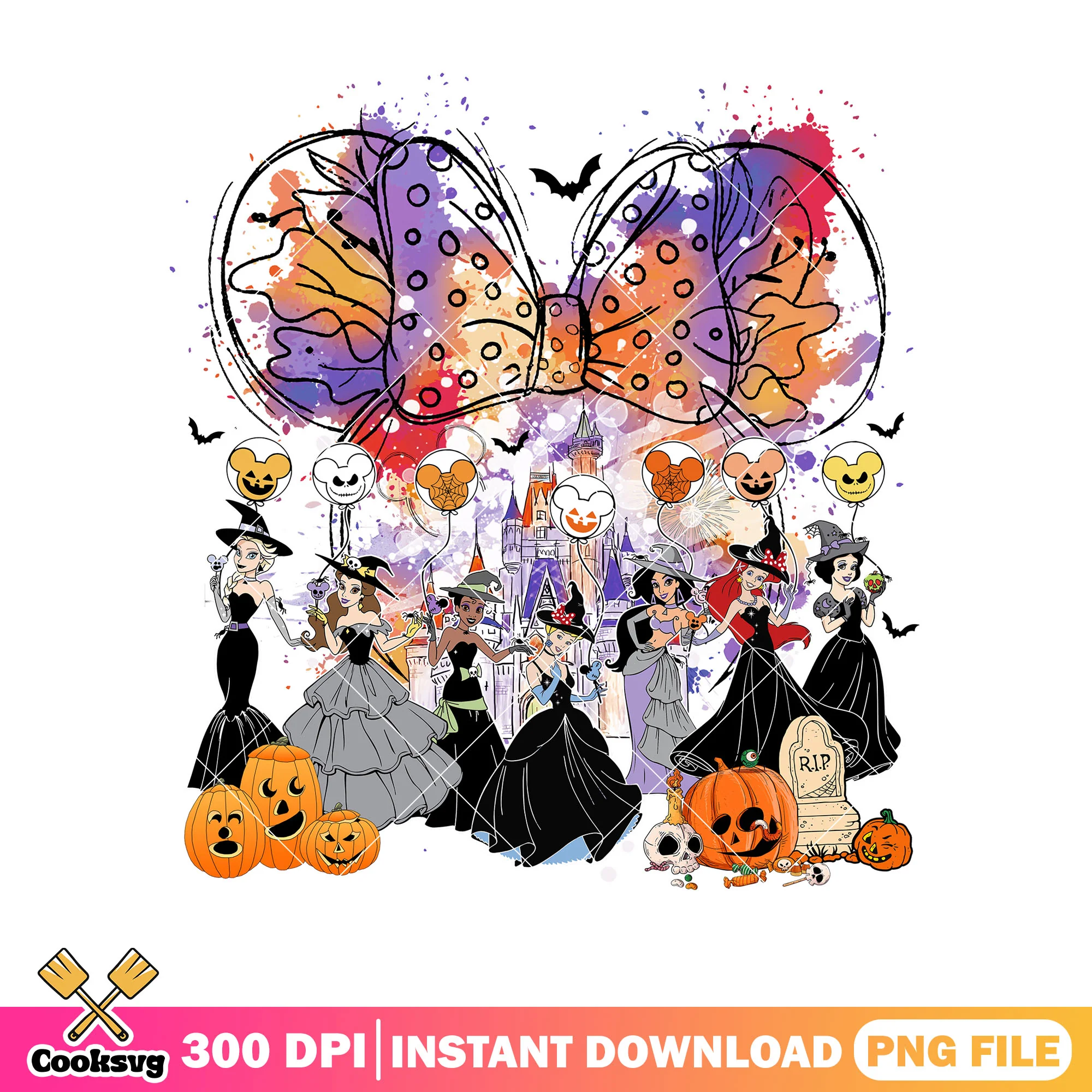 Animated princess witches png, happy halloween png, princess disney png