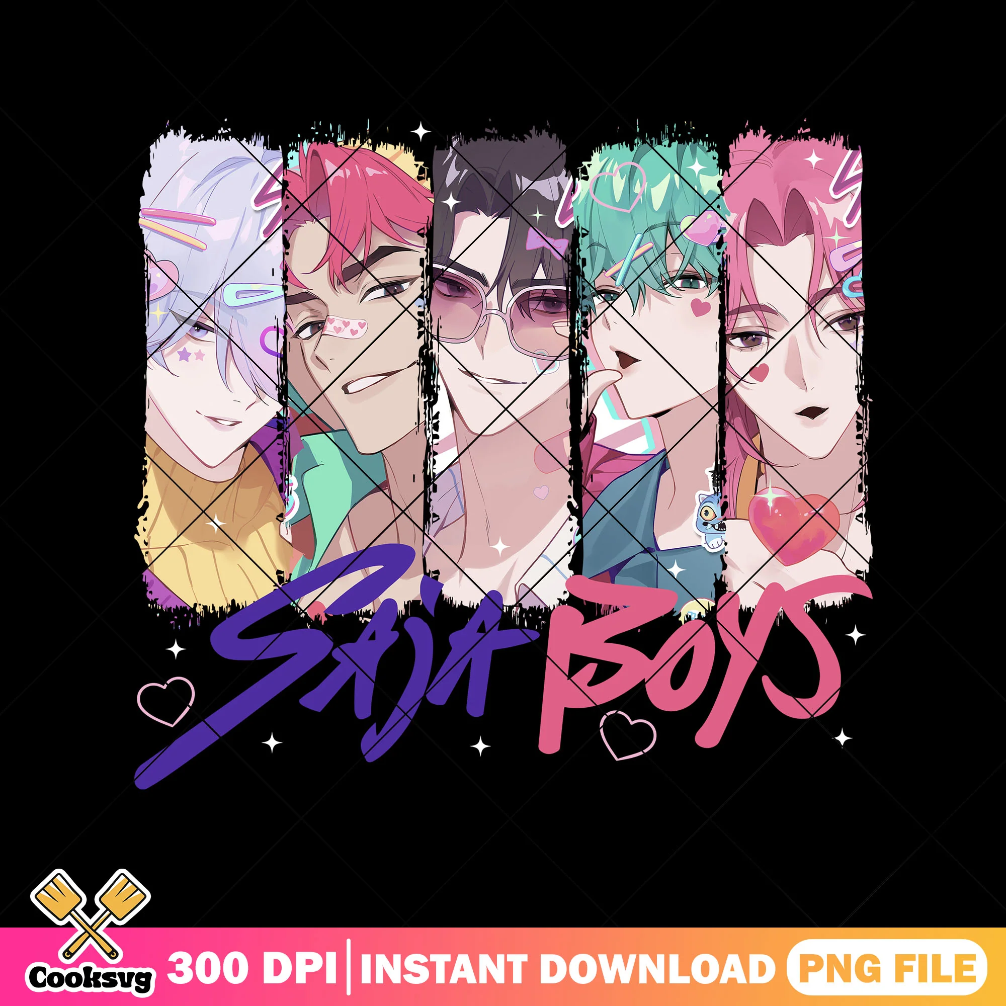 Anime boys saja band png, kpop saja png, kpop demon hunters png