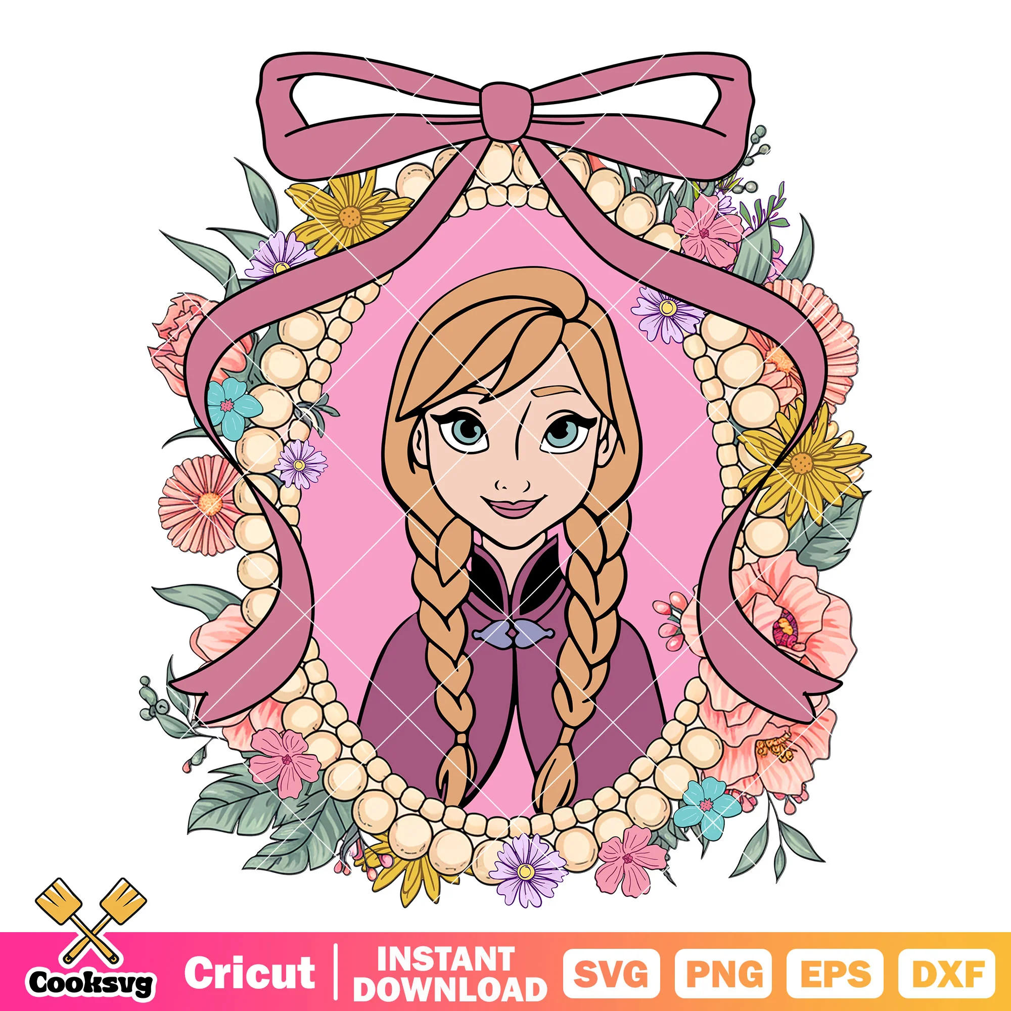 Anna Princess Disney Mirror Flower PNG, Anna Princess PNG