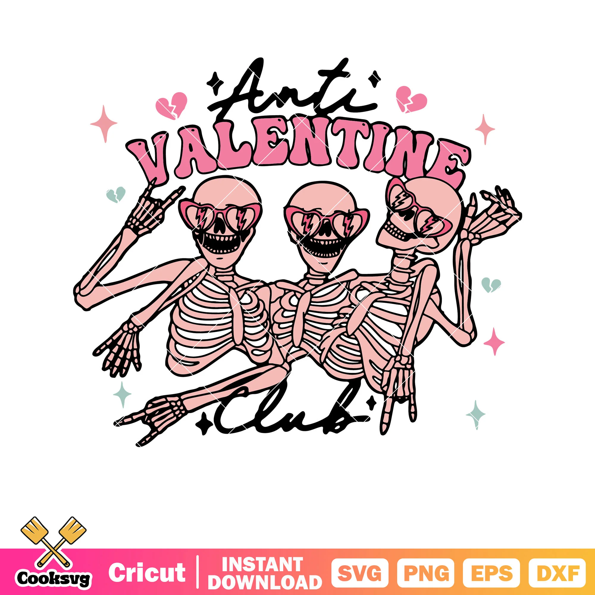 Anti valentine club skeleton svg, anti valentine svg, skeleton valentine svg