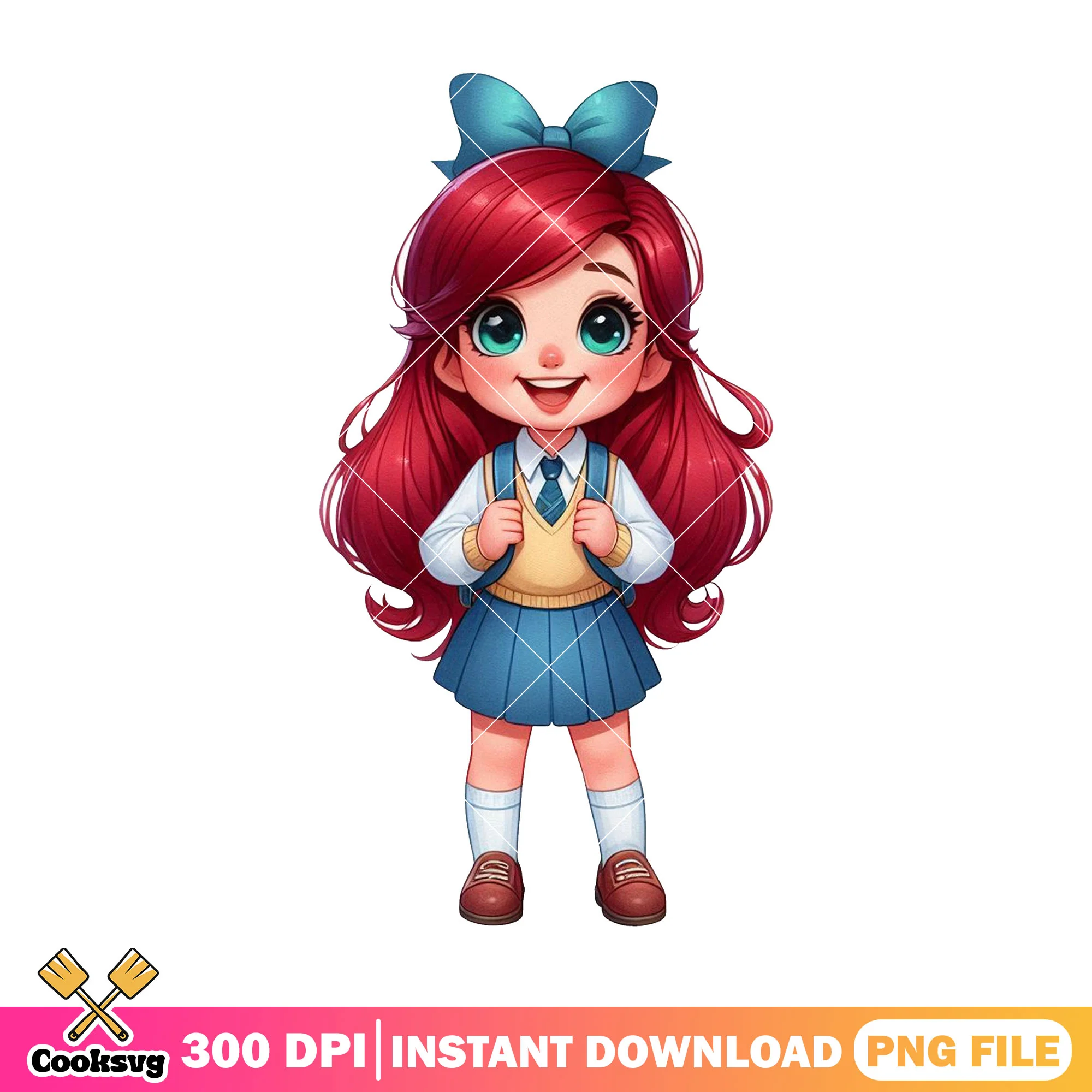Ariel beautiful outfit png, back to school png, ariel cartoon png