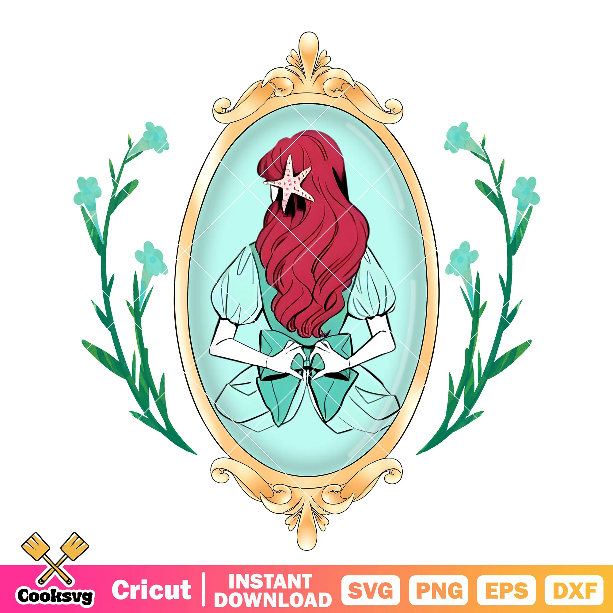 Ariel Princess Back Disney Mirror PNG, Ariel Princess PNG