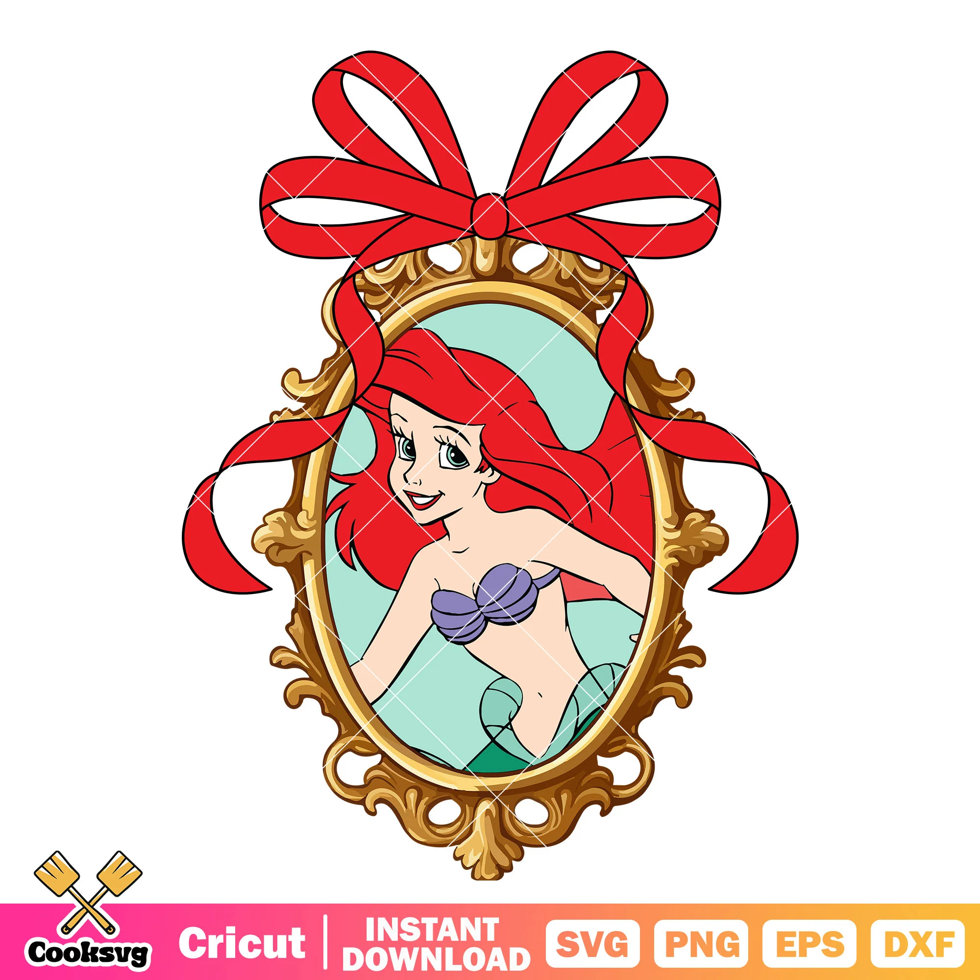 Ariel princess bow tie disney mirror png, ariel princess png