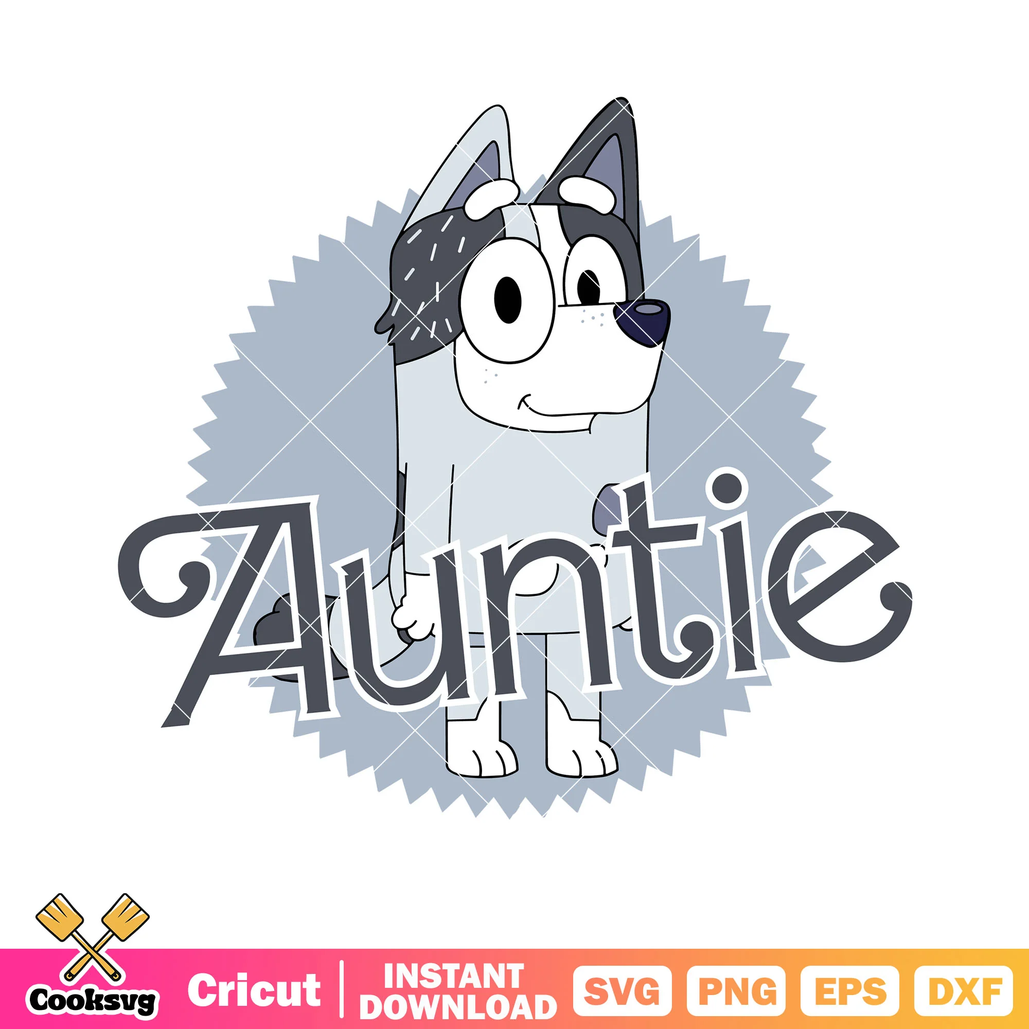 Auntie Trixie Heeler svg, cute blue dog svg, bluey cartoon svg