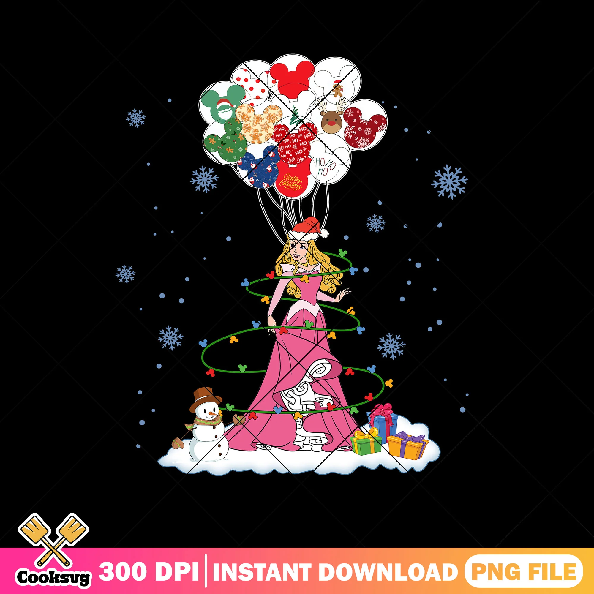 Aurora christmas stuff png, aurora princess png, merry christmas png