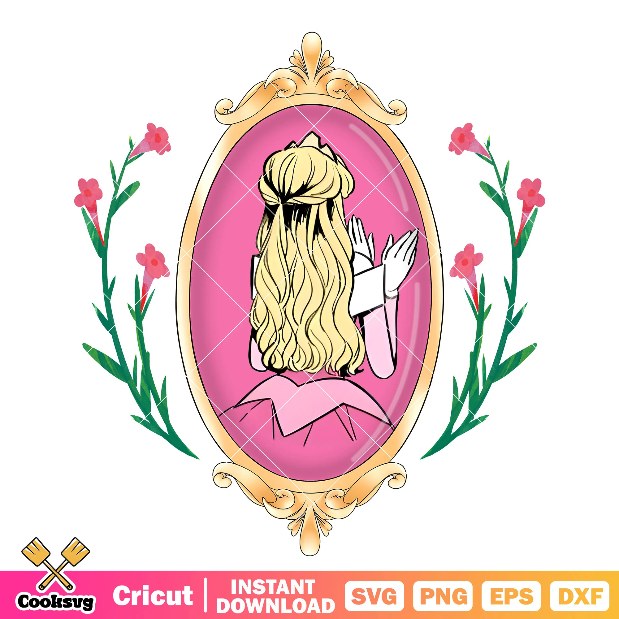 Aurora Princess Disney Mirror Flower PNG, Aurora Princess PNG
