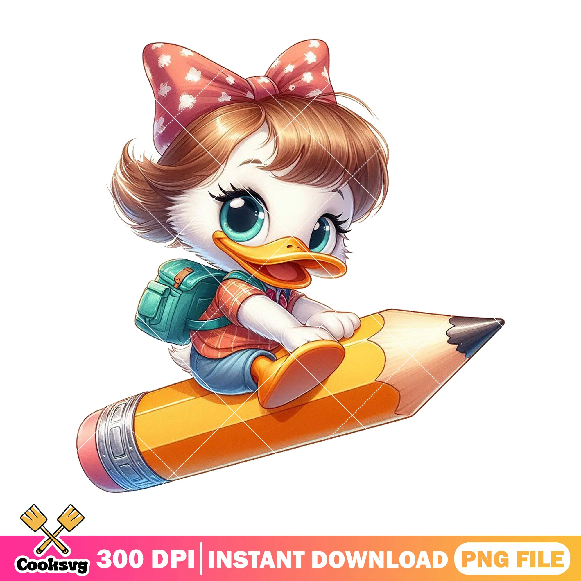 Baby duck big pencil png, disney duck png, back to school png