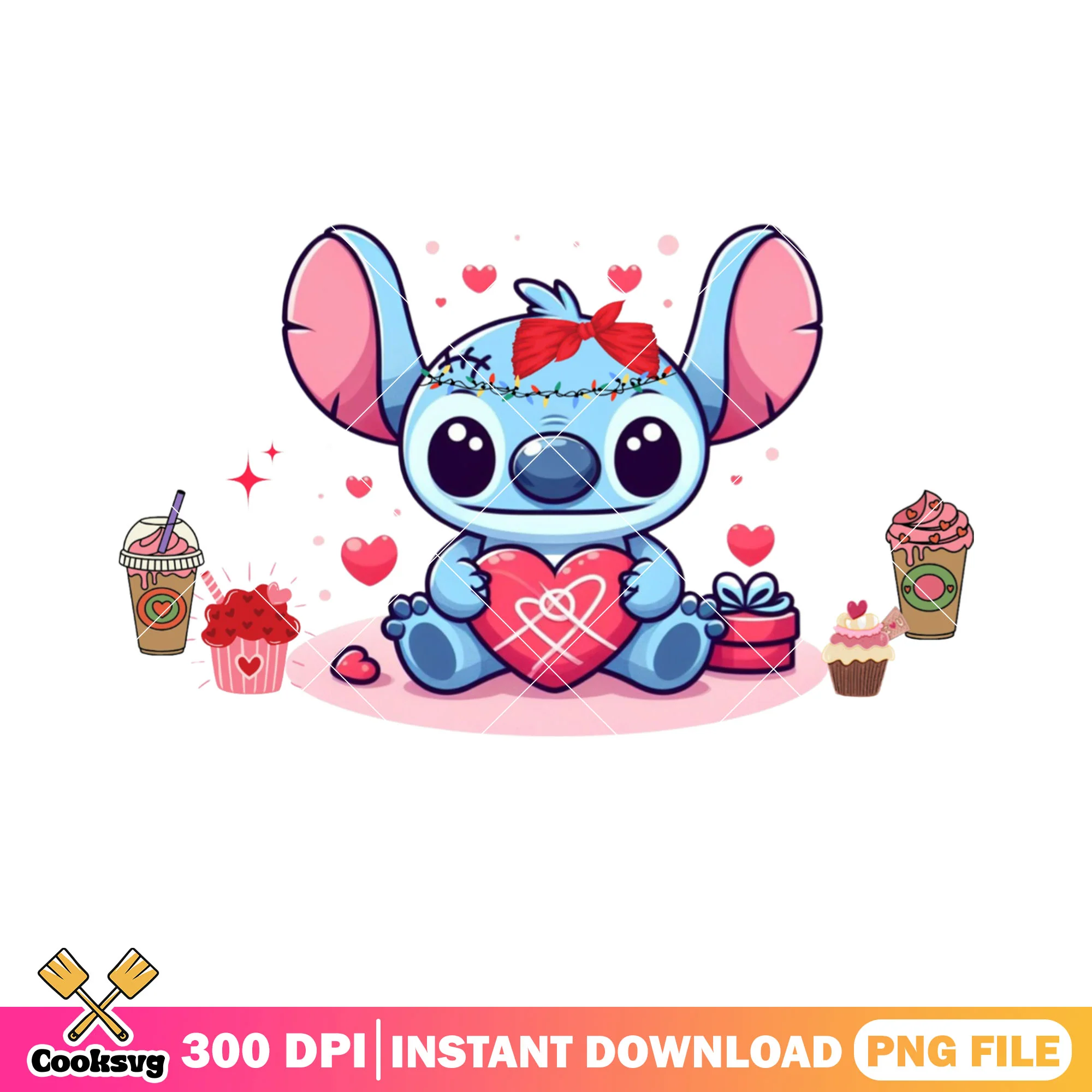 Baby frankeinstich valentine png, valentines poster png, stitch png