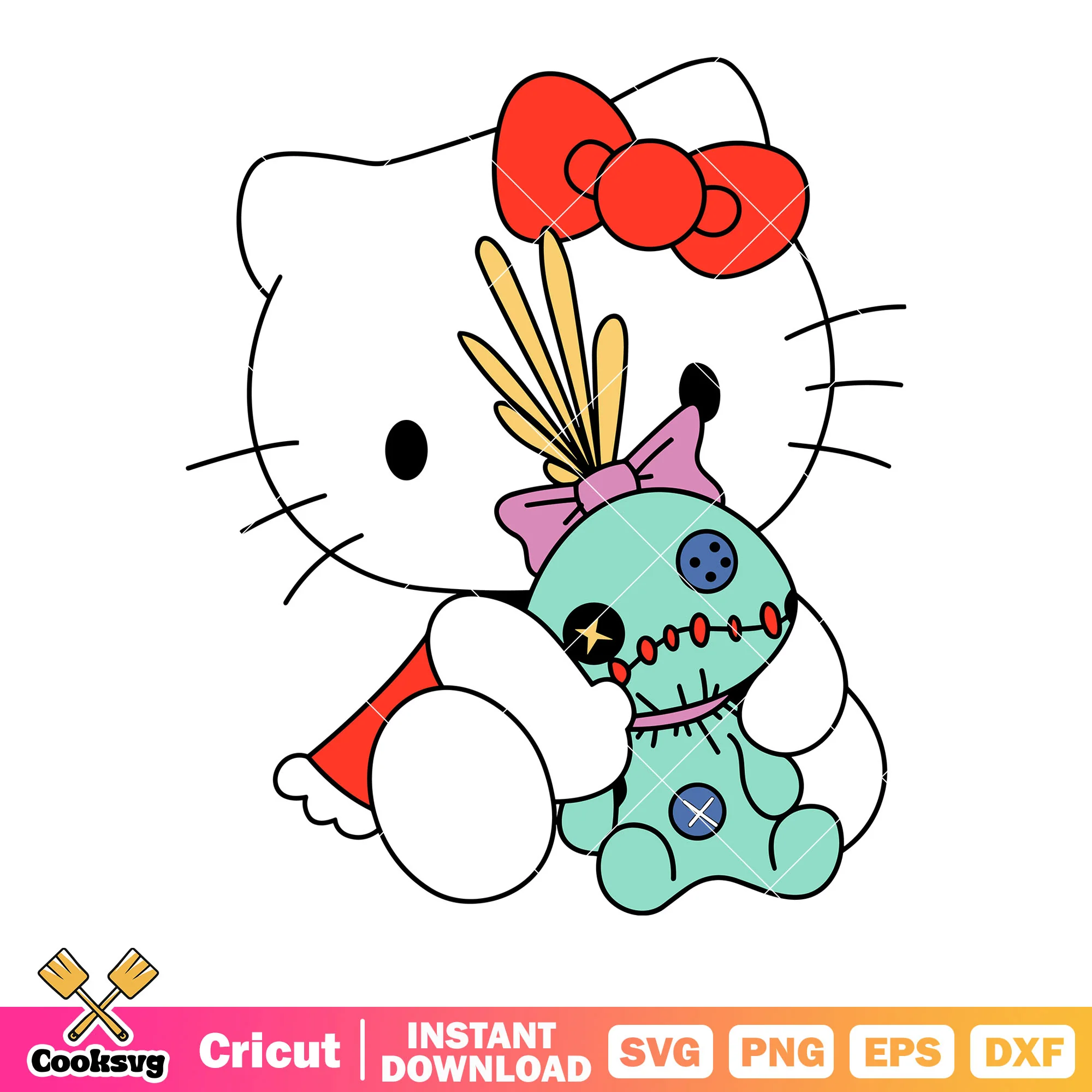 Baby hello kitty svg, red bow tie svg, voodoo doll svg