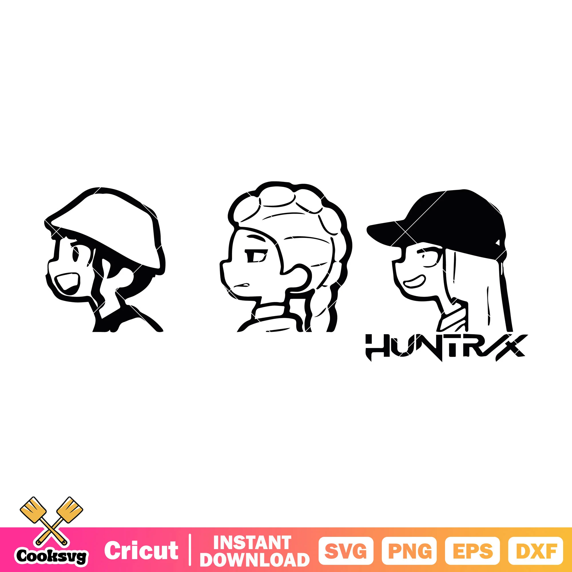 Baby huntrix girl outline svg, huntrix outline svg, huntrix band svg