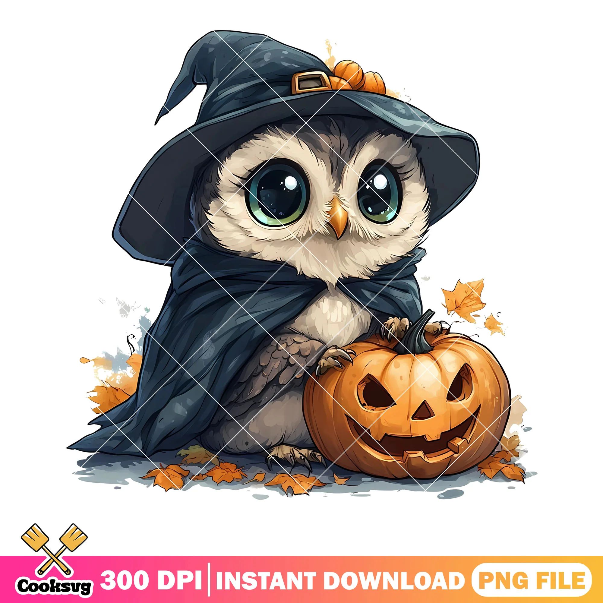 Baby owl cute png, witch costume png, crazy halloween night png