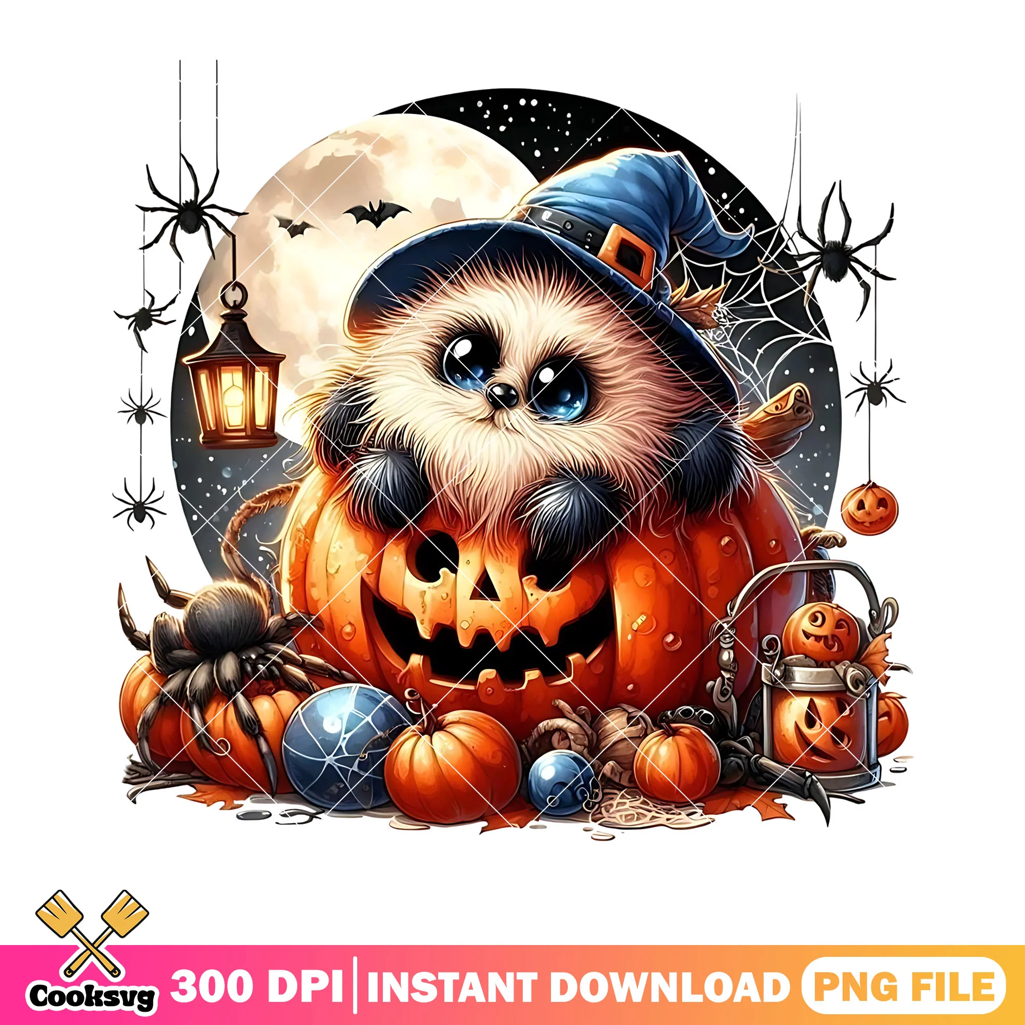 Baby owl scary pumpkin png, witch costume png, crazy halloween night png