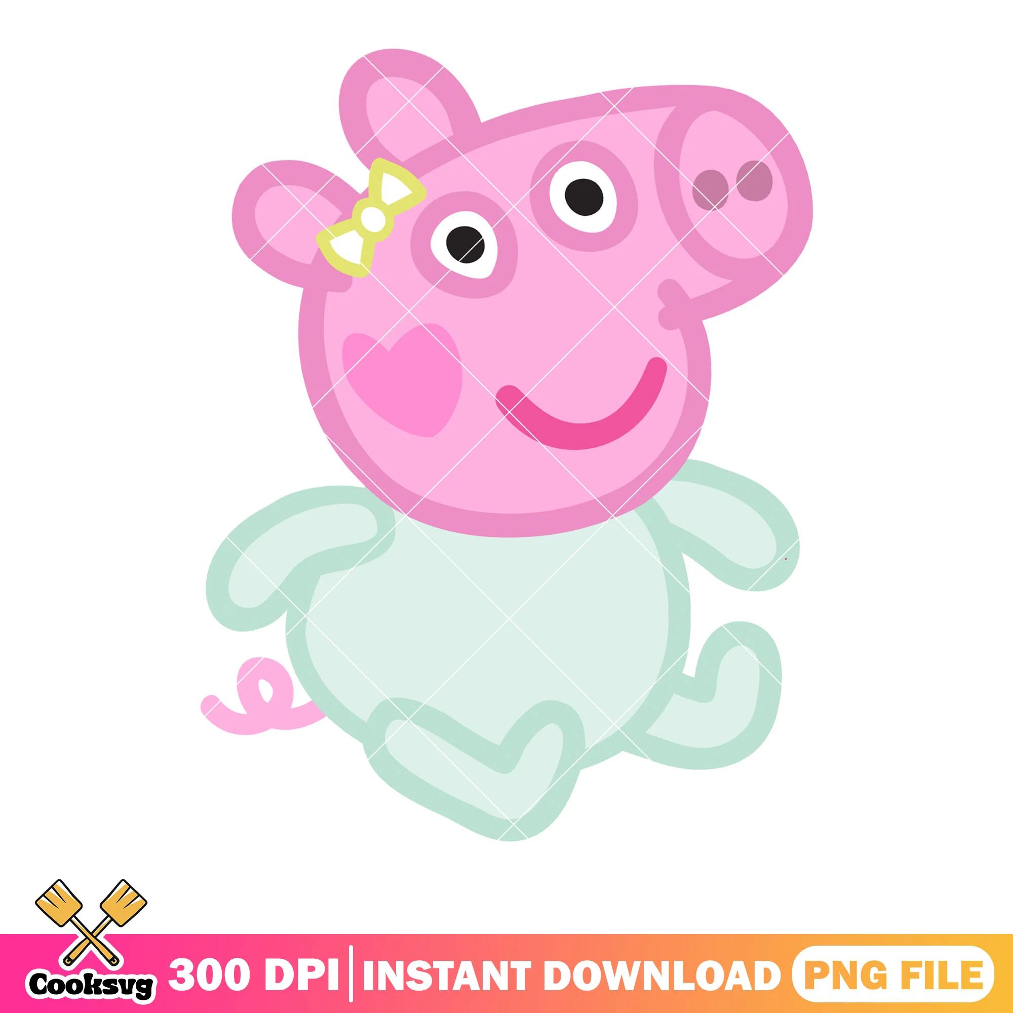 Baby Peppa pig character png,  show for kids png, cute bow tie png