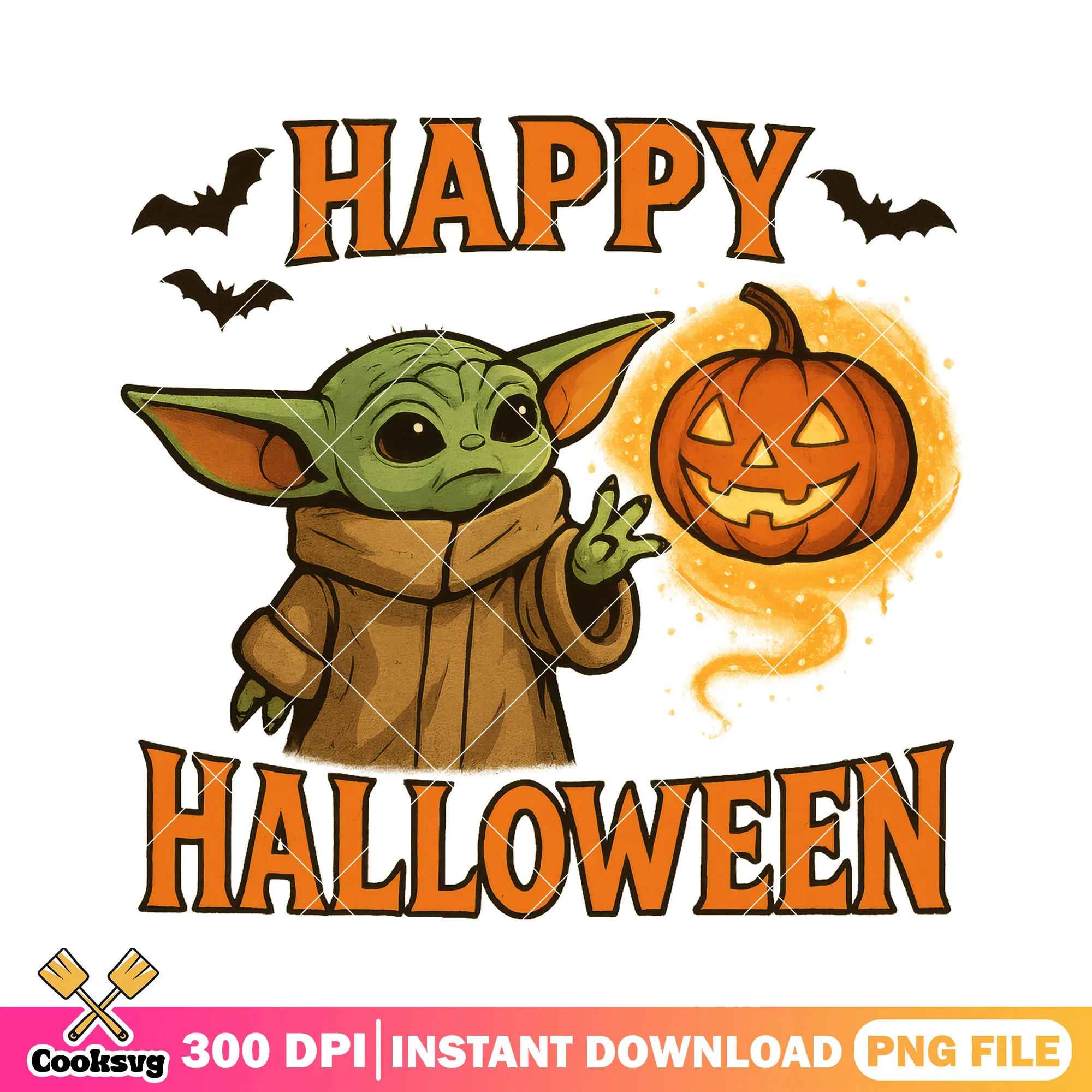 Baby yoda halloween png, happy halloween png, baby yoda png