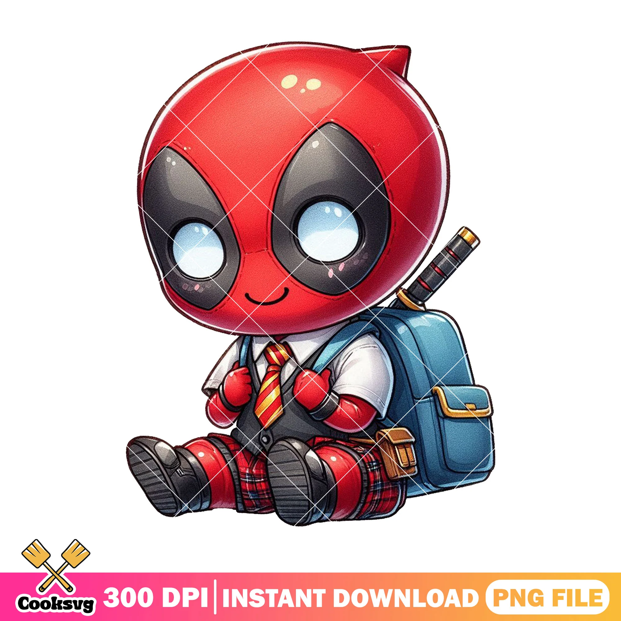 Back school deadpool png, chibi deadpool png, back to school art png