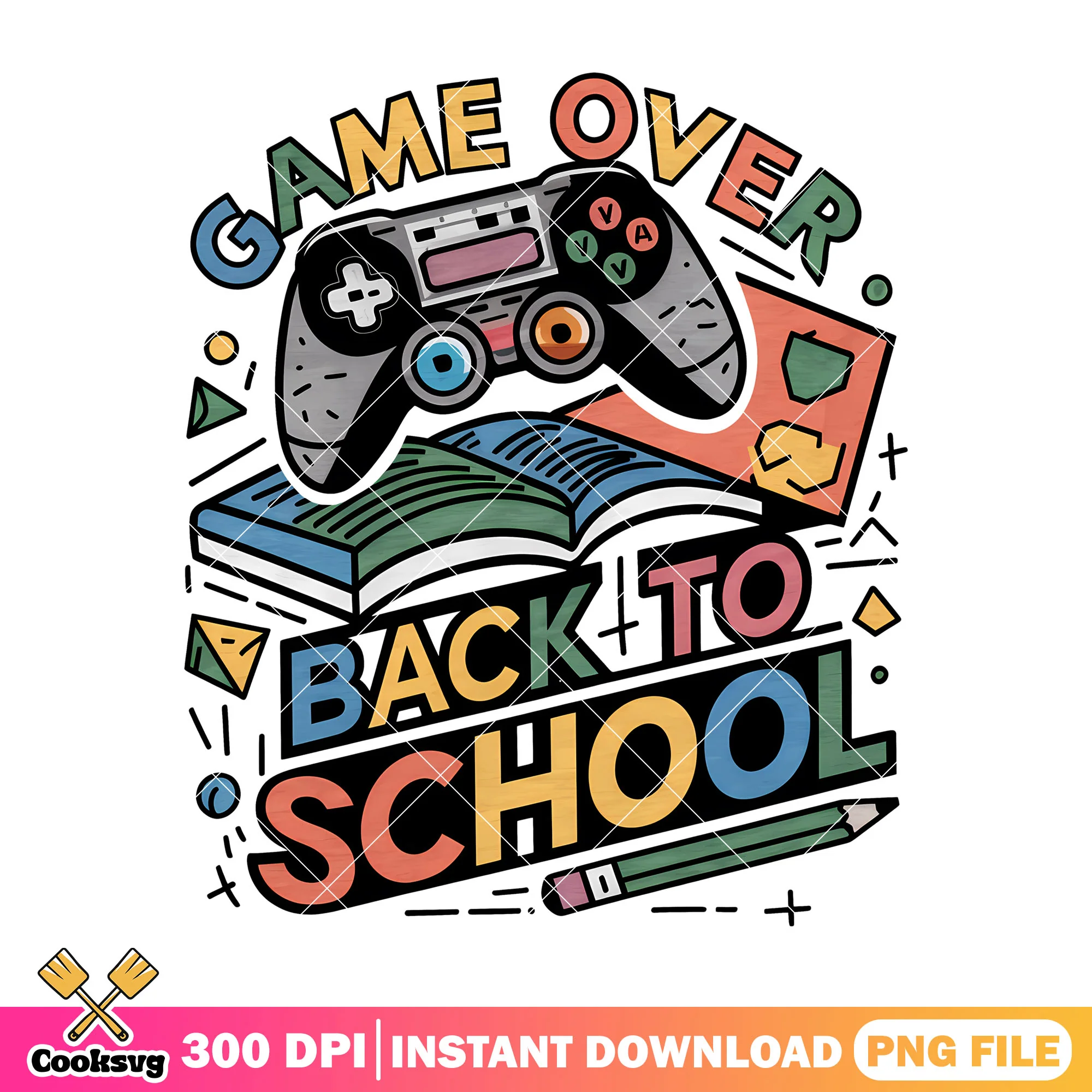 Back school game over png, poster art png, going back to school png