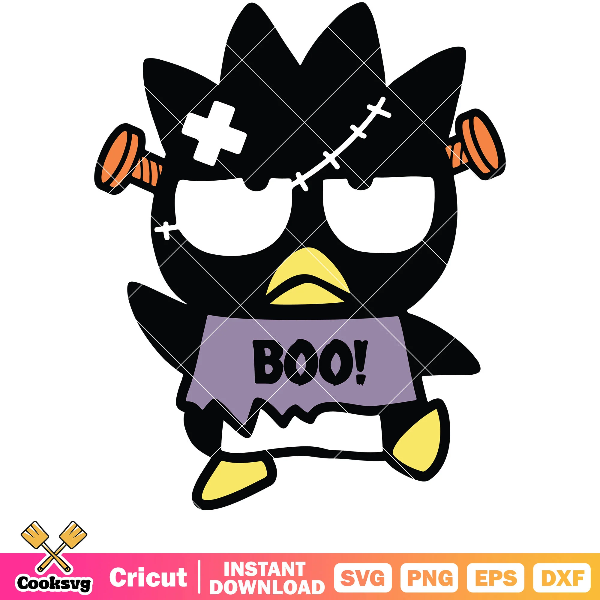 Badtemaru boo halloween design svg, halloween hello kitty svg