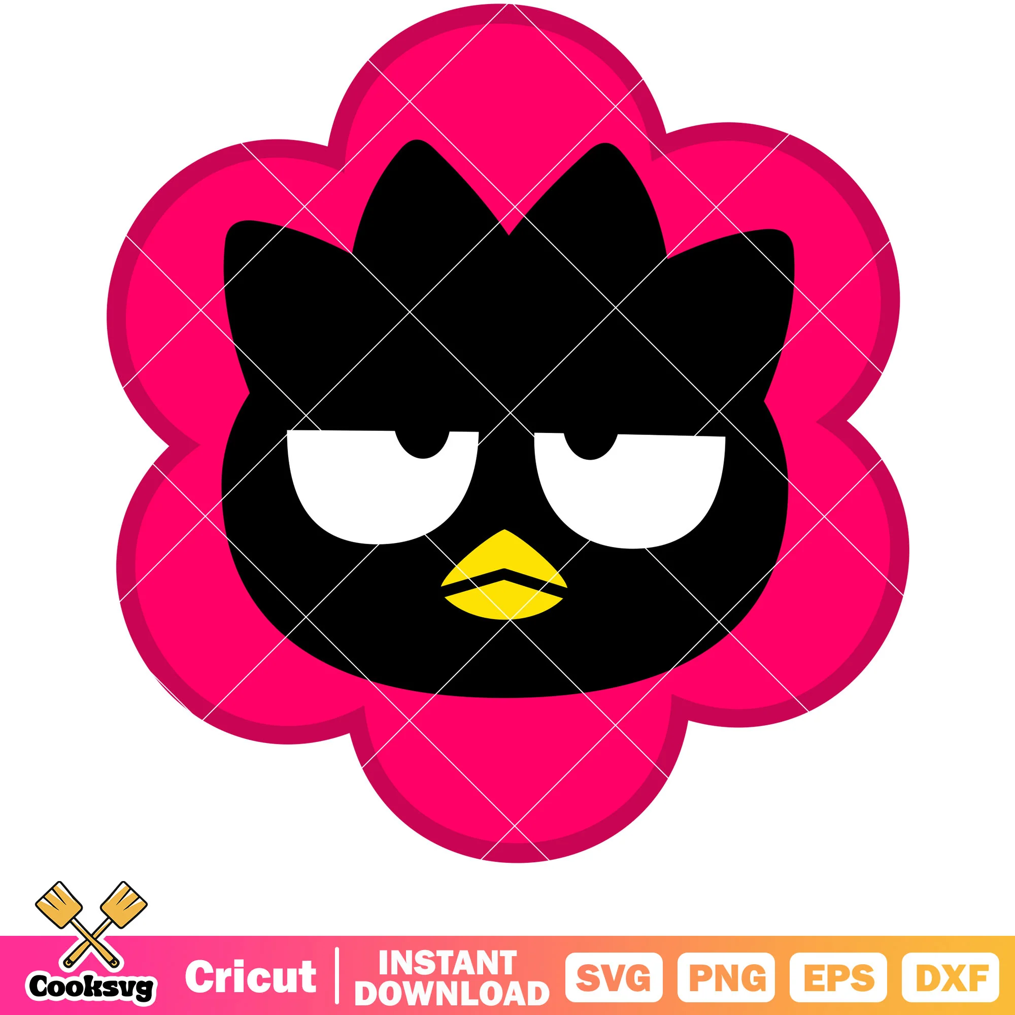 Badtz maru face flower design svg, sanrio characters badtz maru svg