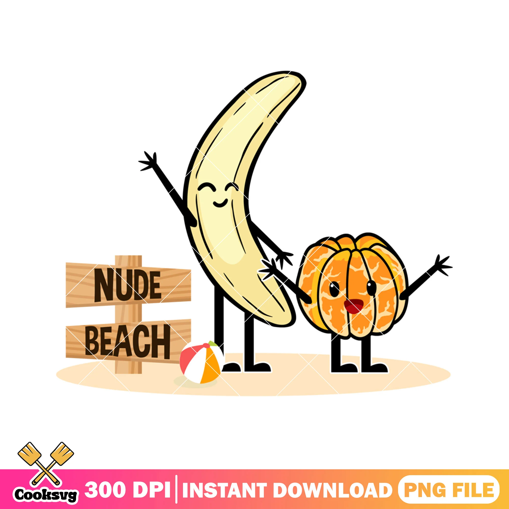 Banana nude beach summer png, banana summer png, lifebuoy beach png