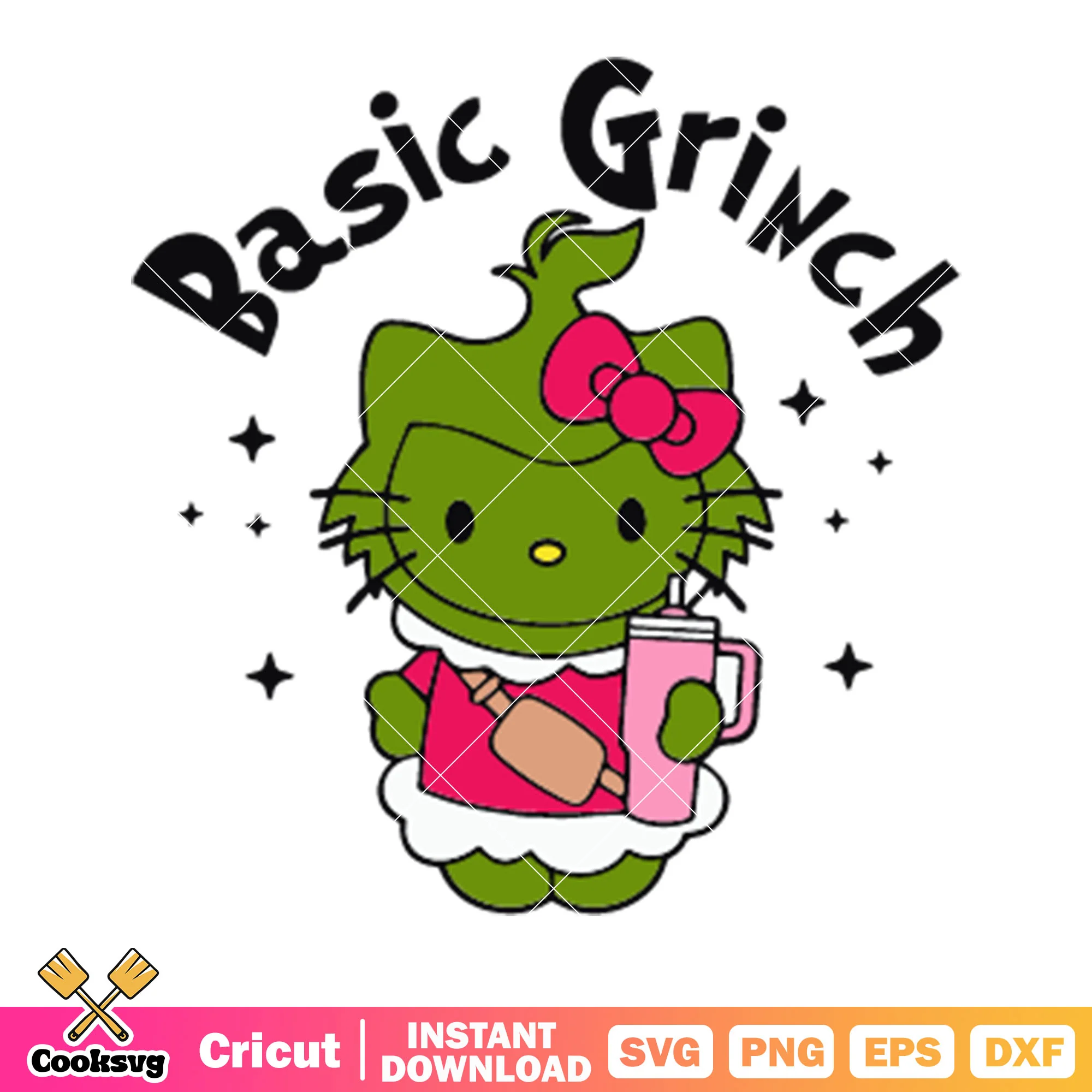 Basic baby hellokitty grinch svg, pink thermo cup svg, pink bow tie svg