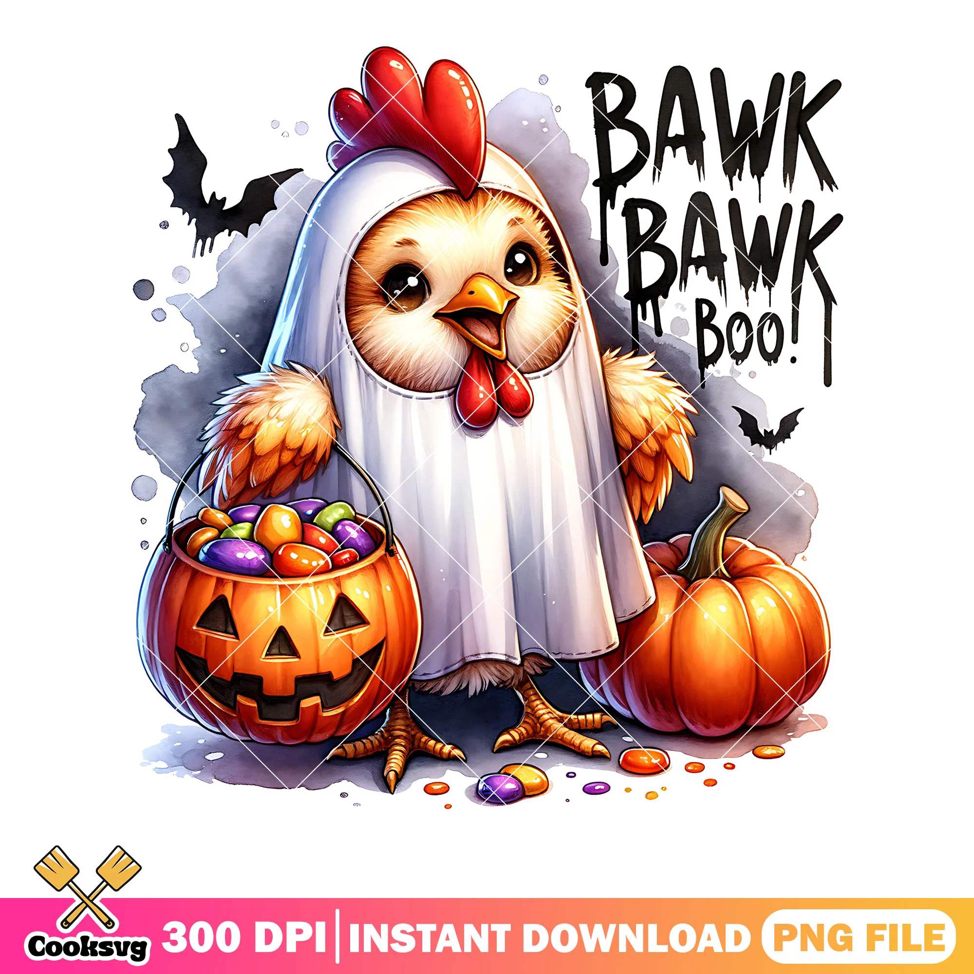 Bawk Bawk Boo png, ghost costume png, halloween scary png