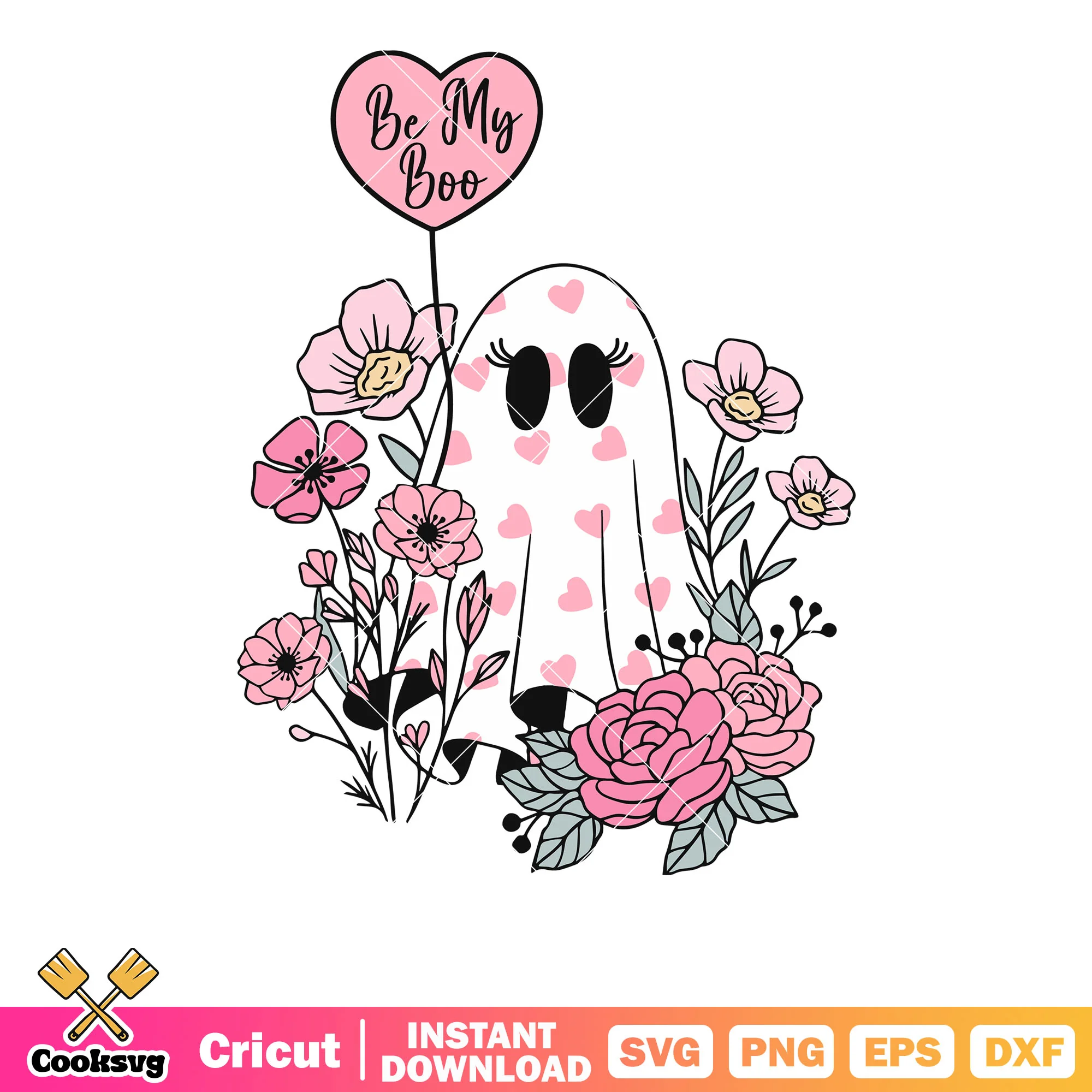 Be my boo ghost pink valentine svg, boo valentine svg, ghost valentine svg