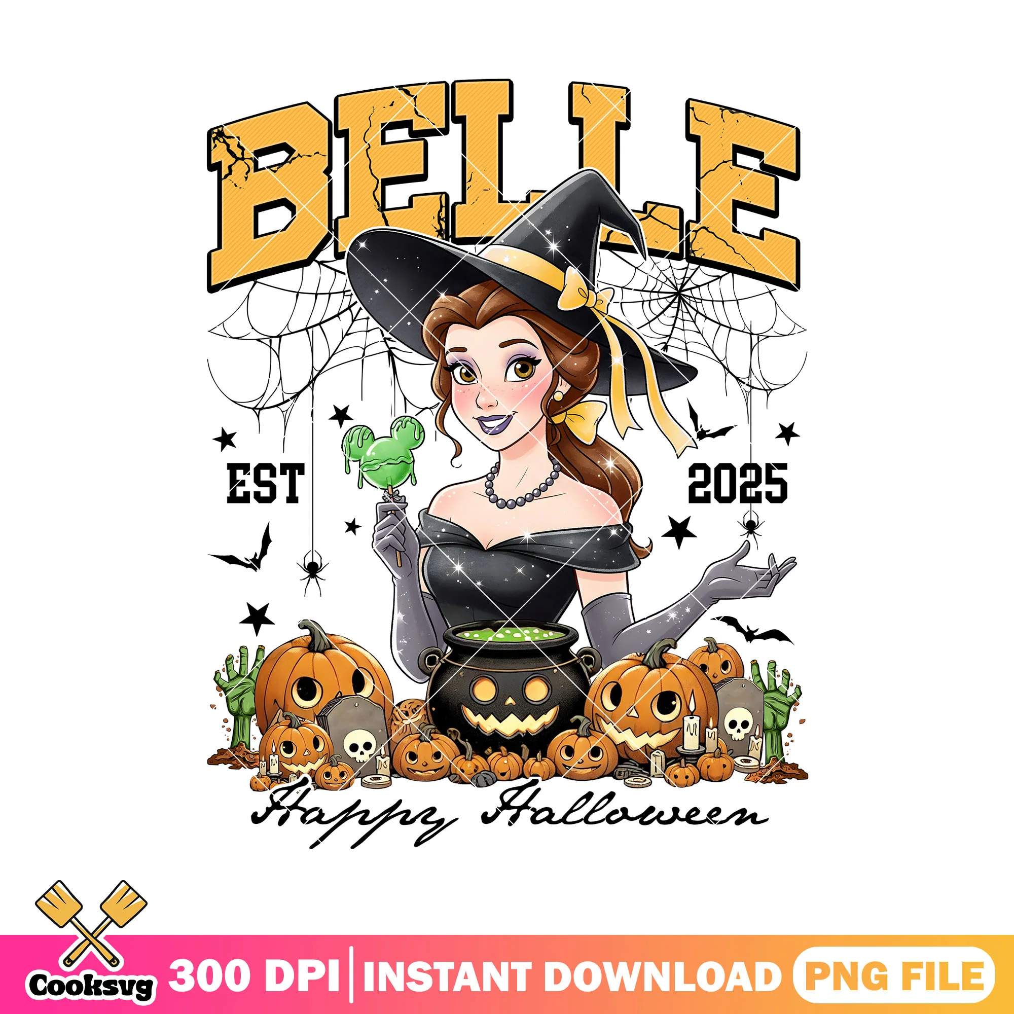 Belle cosplay the witch png, halloween happy png, disney art png