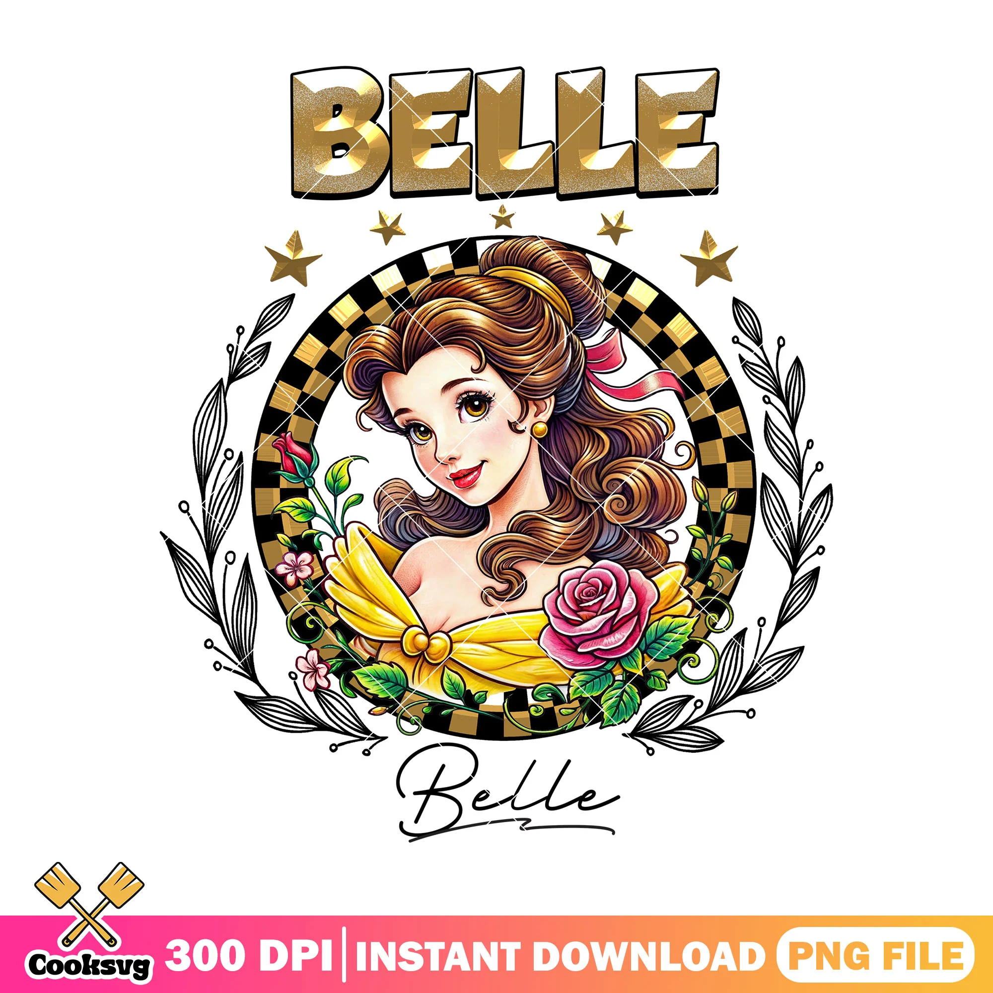 Belle signature png, beauty and the beast png, disney princesses png