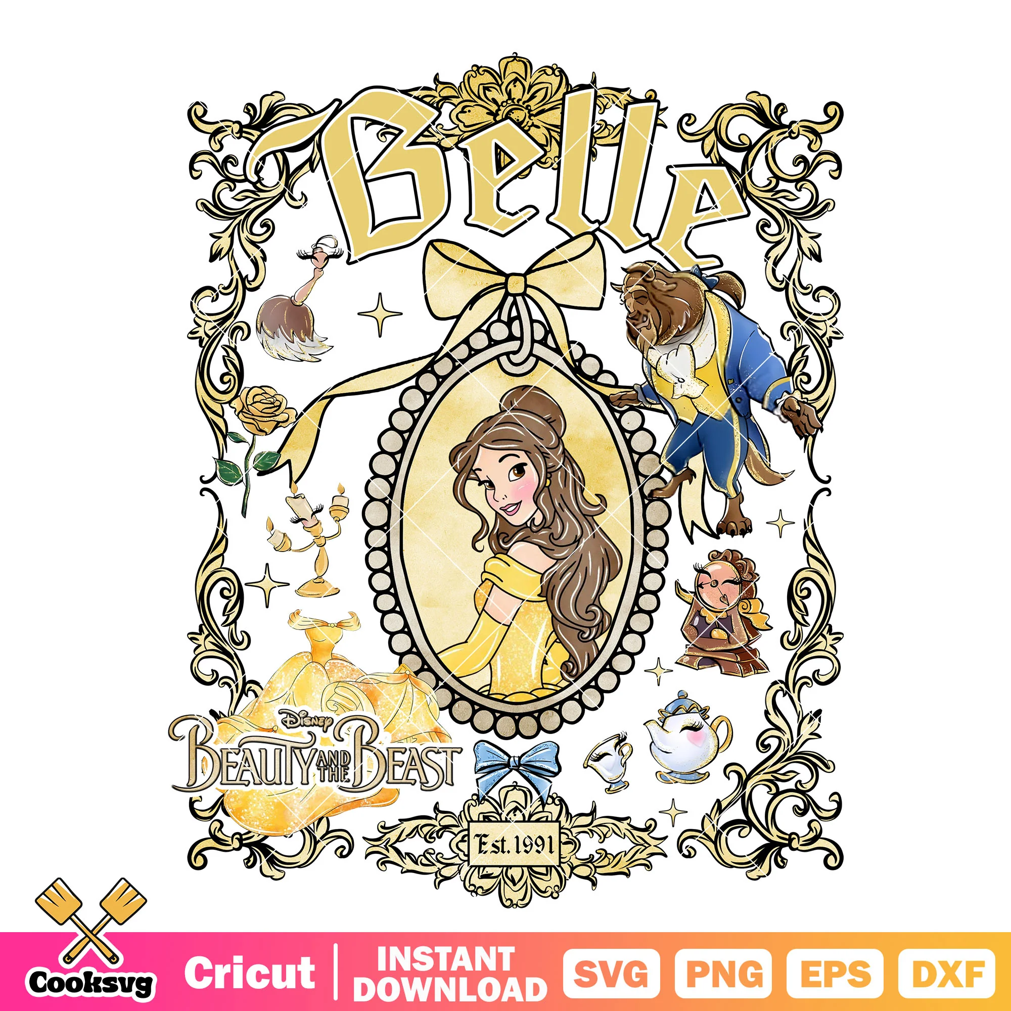 Belle the princess bow tie mirror png, disney princess belle png