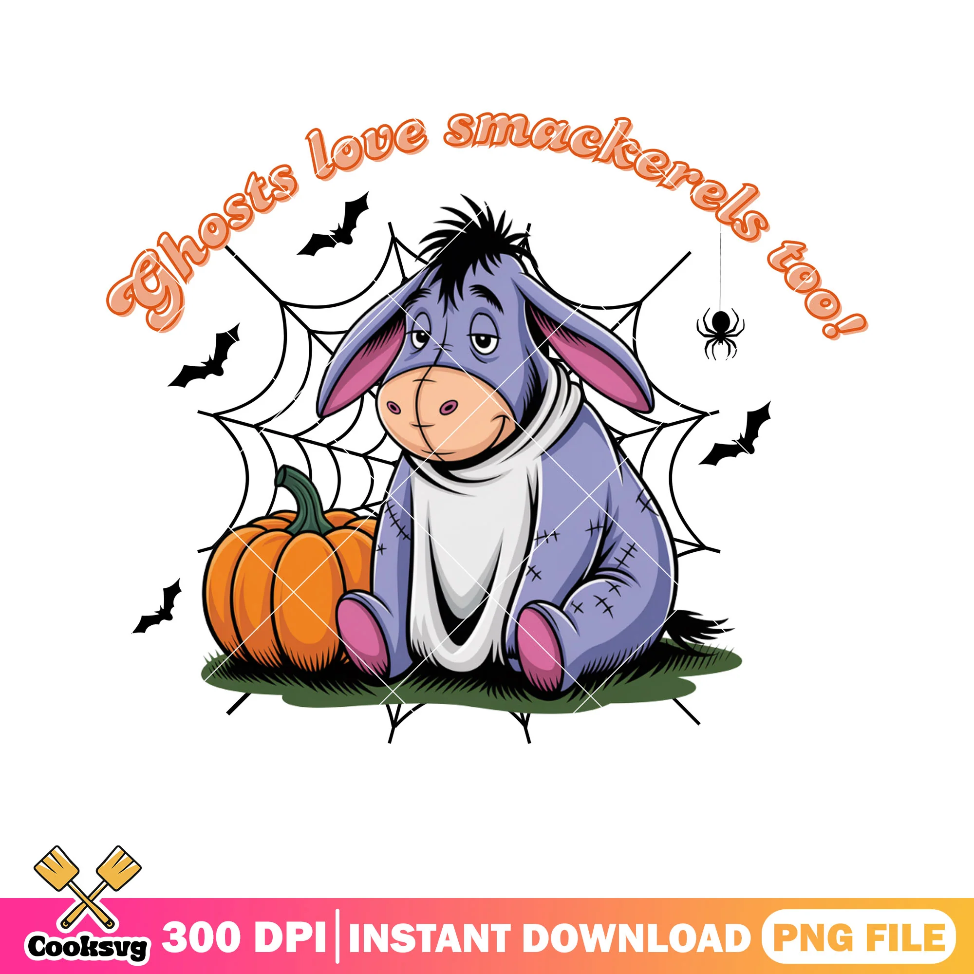 Benny ghost love smackerels too png, disney halloween png, spider web png