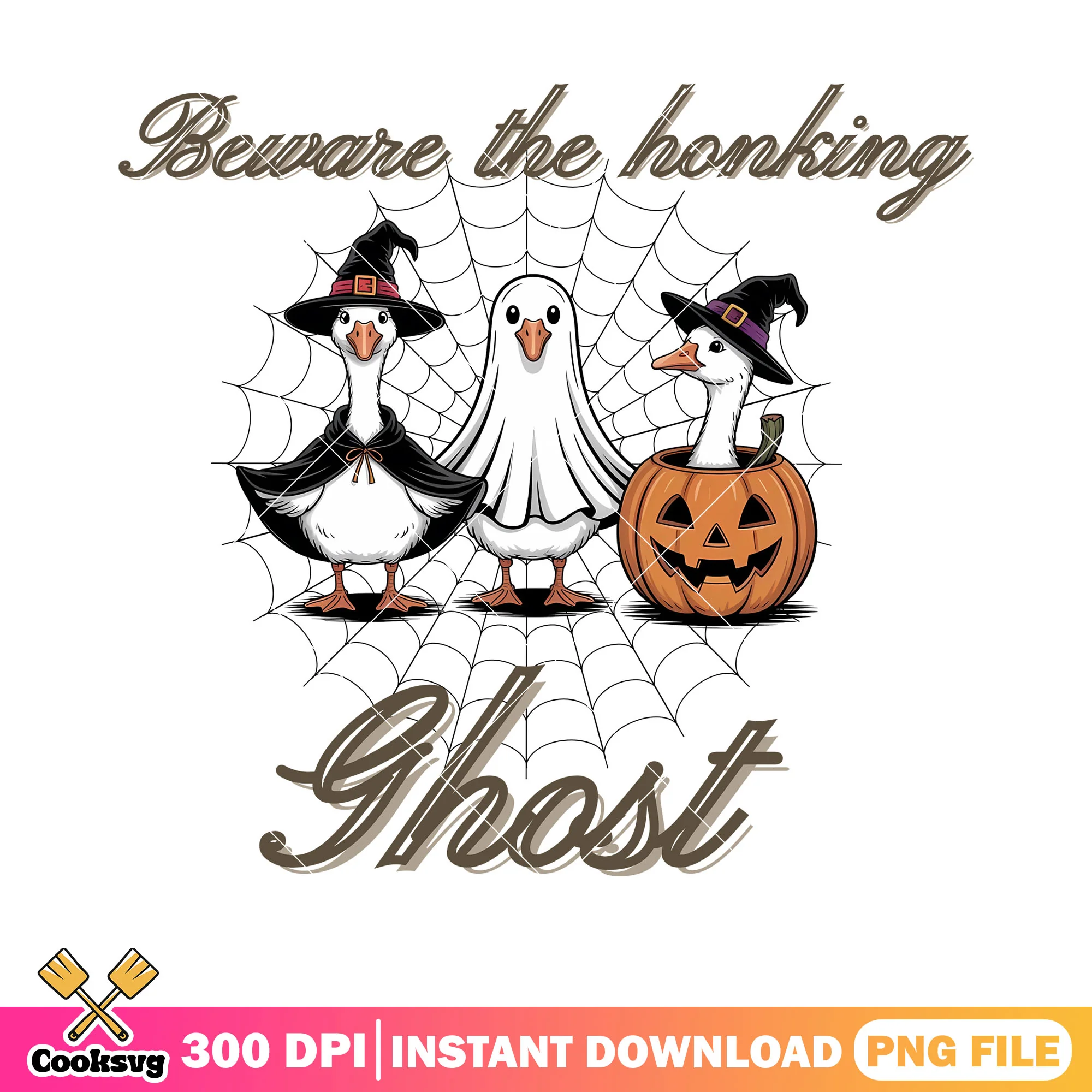 Beware the honking ghost png, witch costume png, scary halloween night png