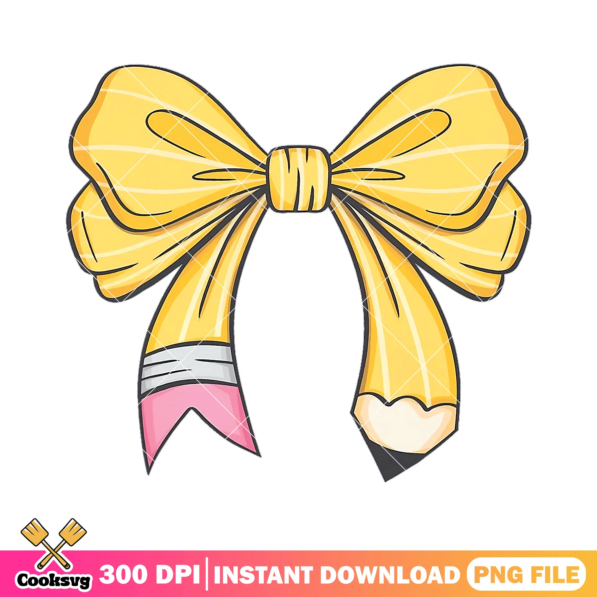 Big yellow bow design png, poster cute png, back to school art png