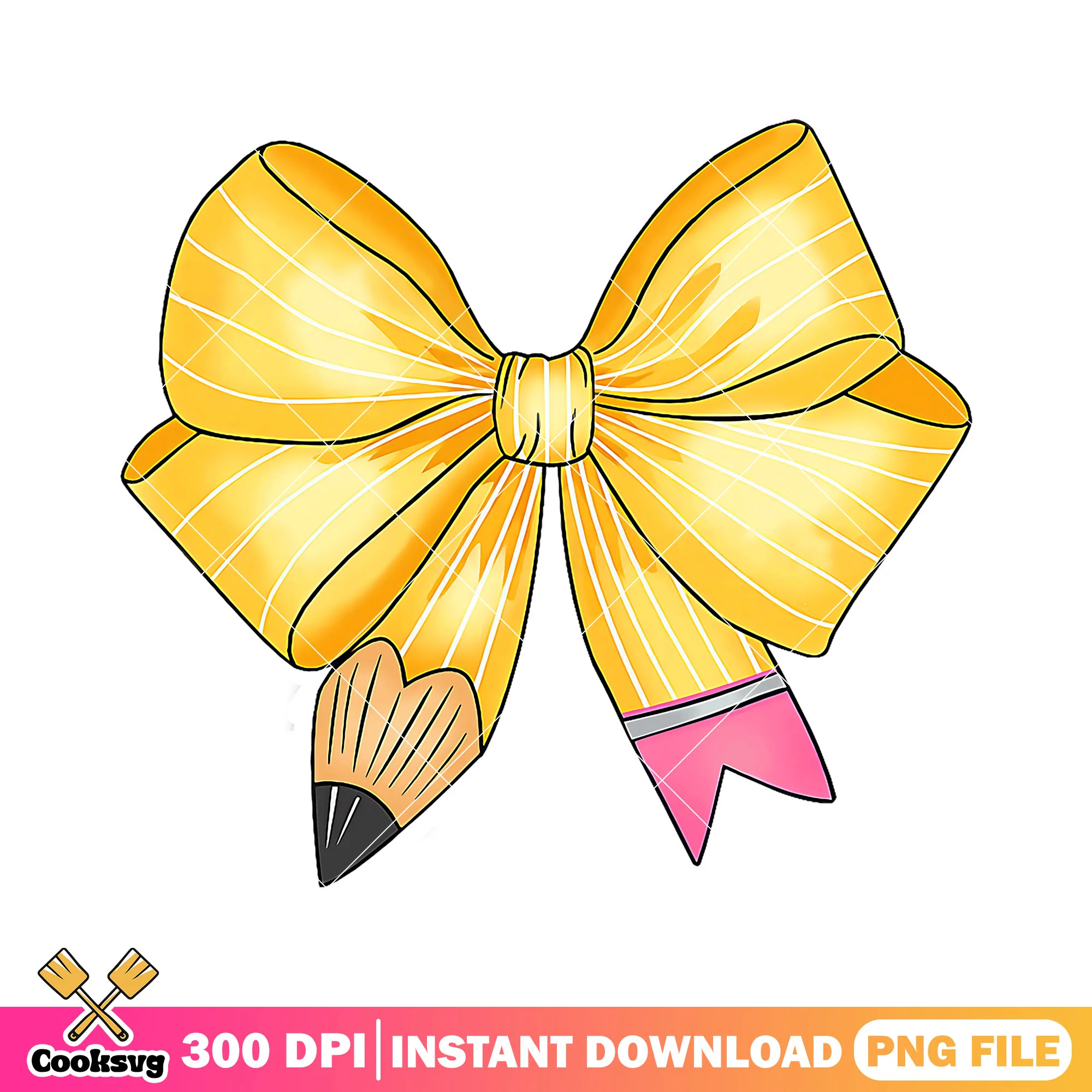 Big yellow bow png, go back to school png, bow decor png